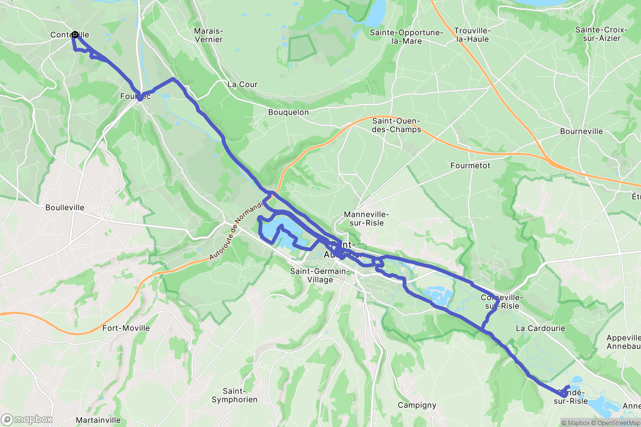 Conteville : carte du parcours de randonnée - France