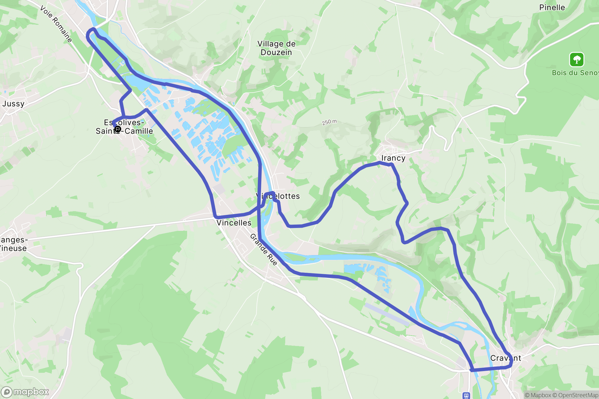Escolives-Sainte-Camille : carte du parcours de randonnée - France