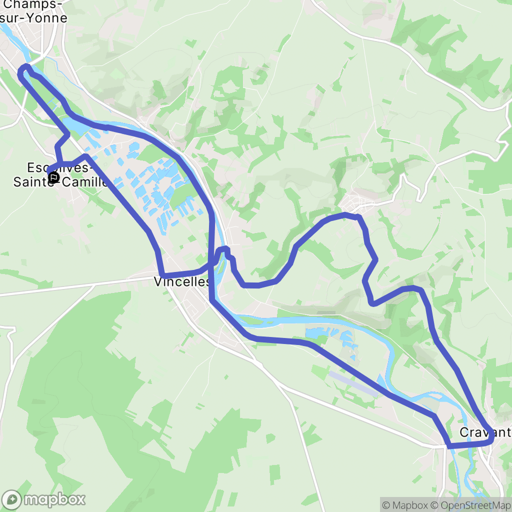Escolives-Sainte-Camille : carte du parcours de randonnée - France