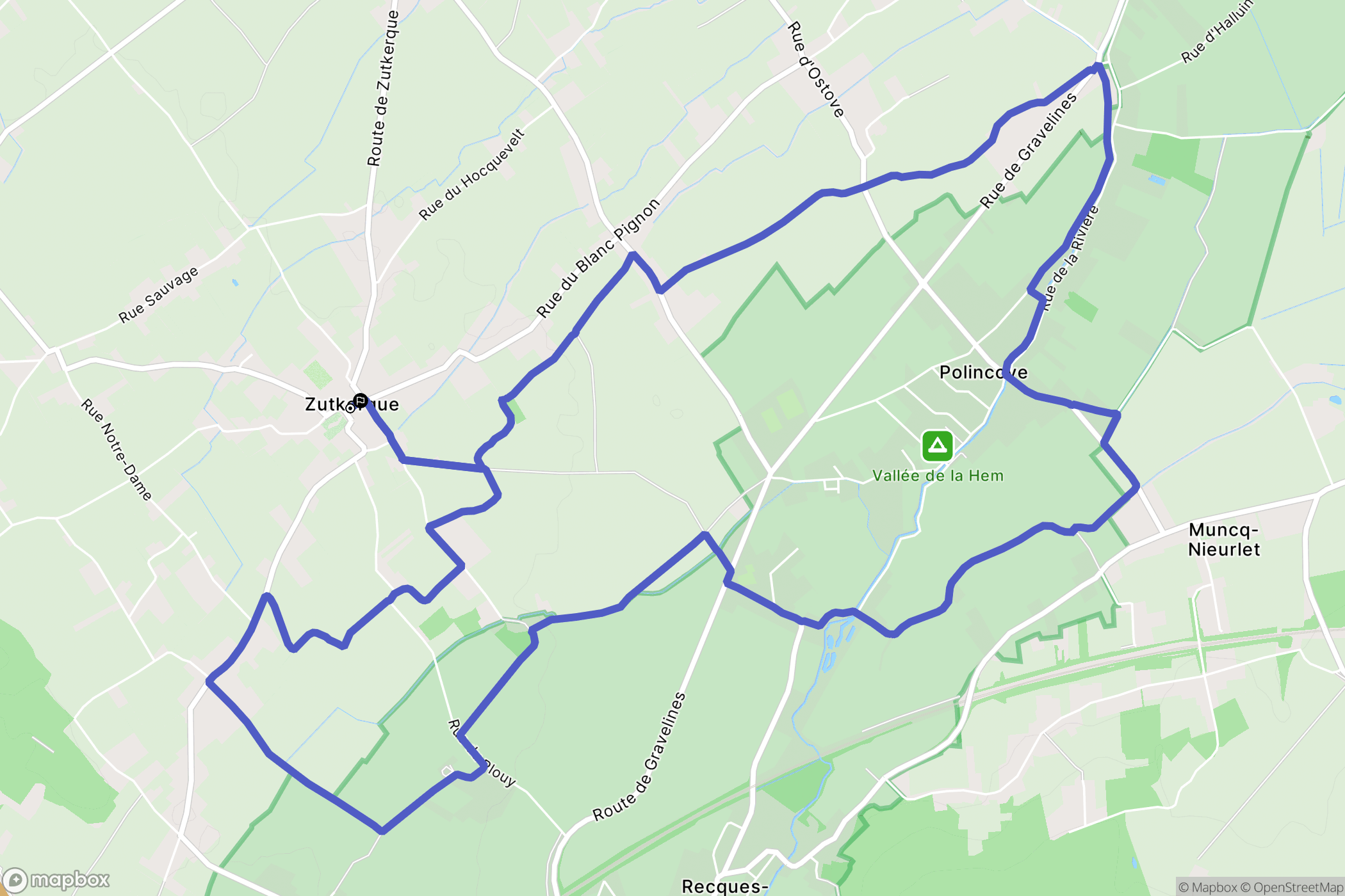 Zutkerque : carte du parcours de randonnée - France