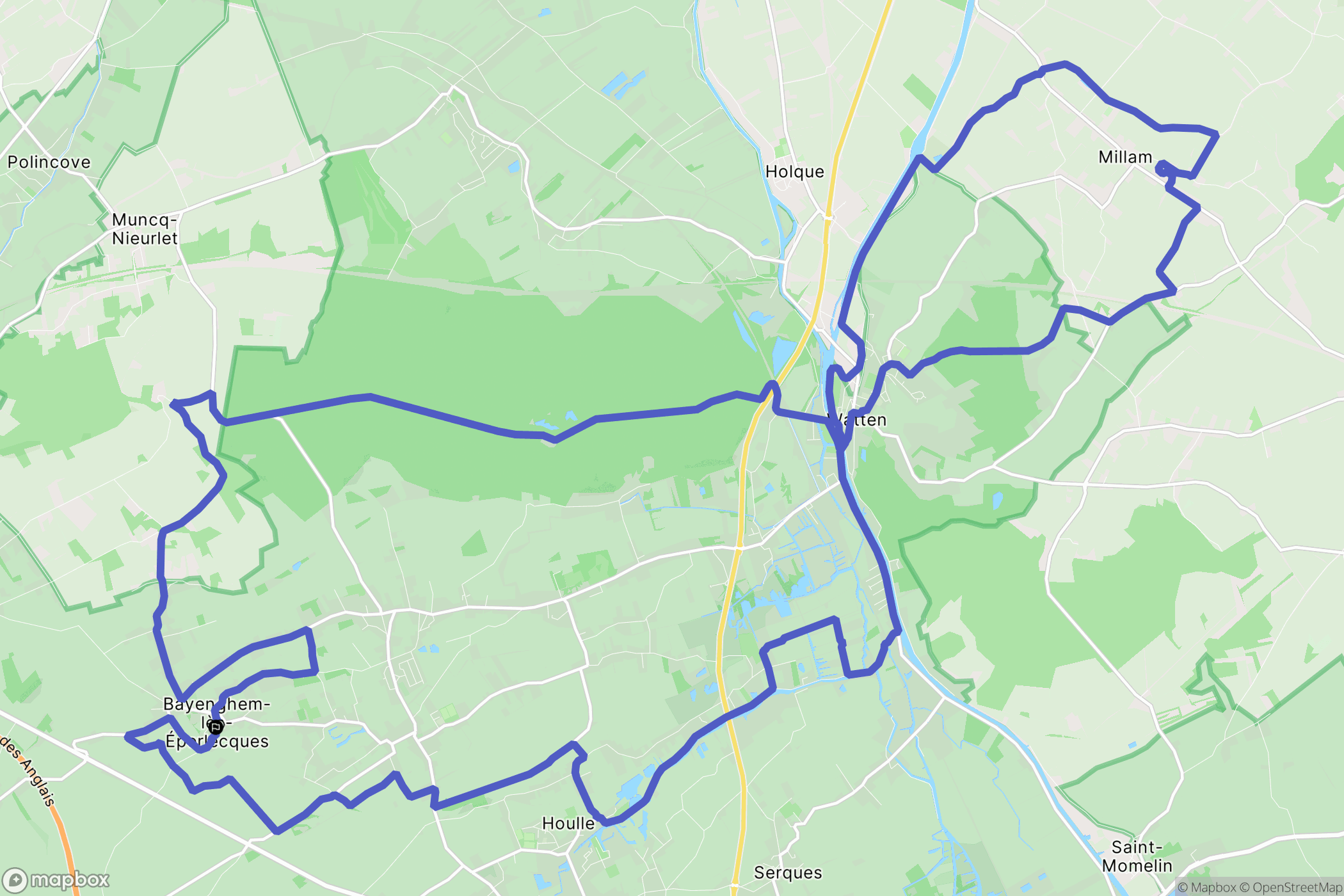 Bayenghem-lès-Éperlecques : carte du parcours de randonnée - France