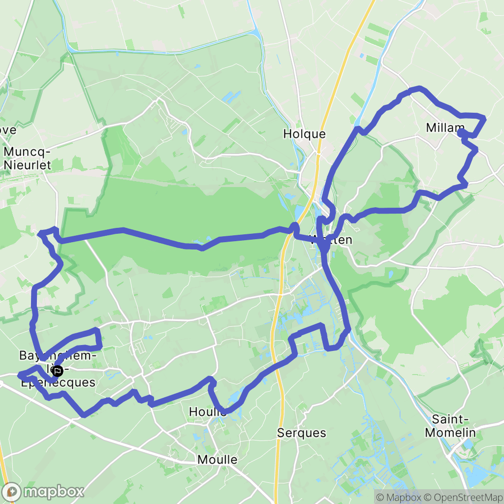 Bayenghem-lès-Éperlecques : carte du parcours de randonnée - France