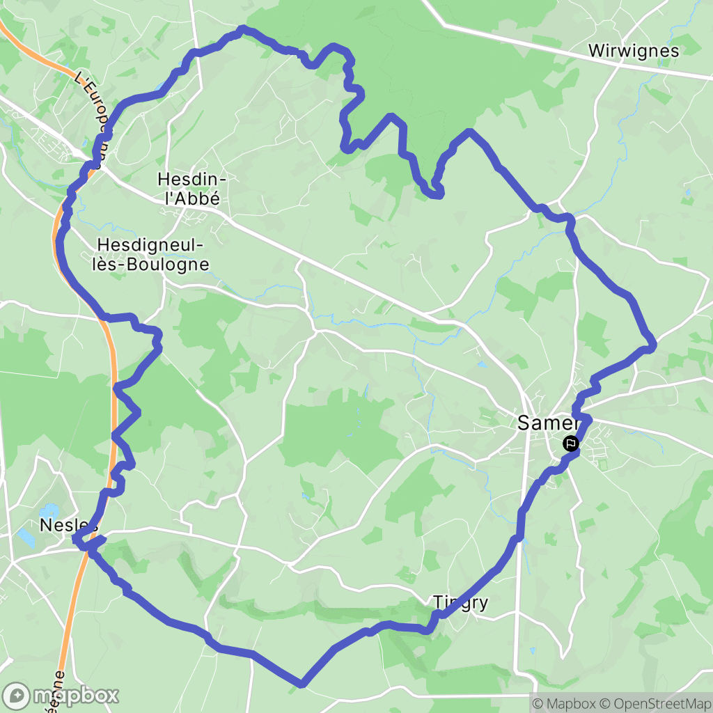 Samer : carte du parcours de randonnée - France