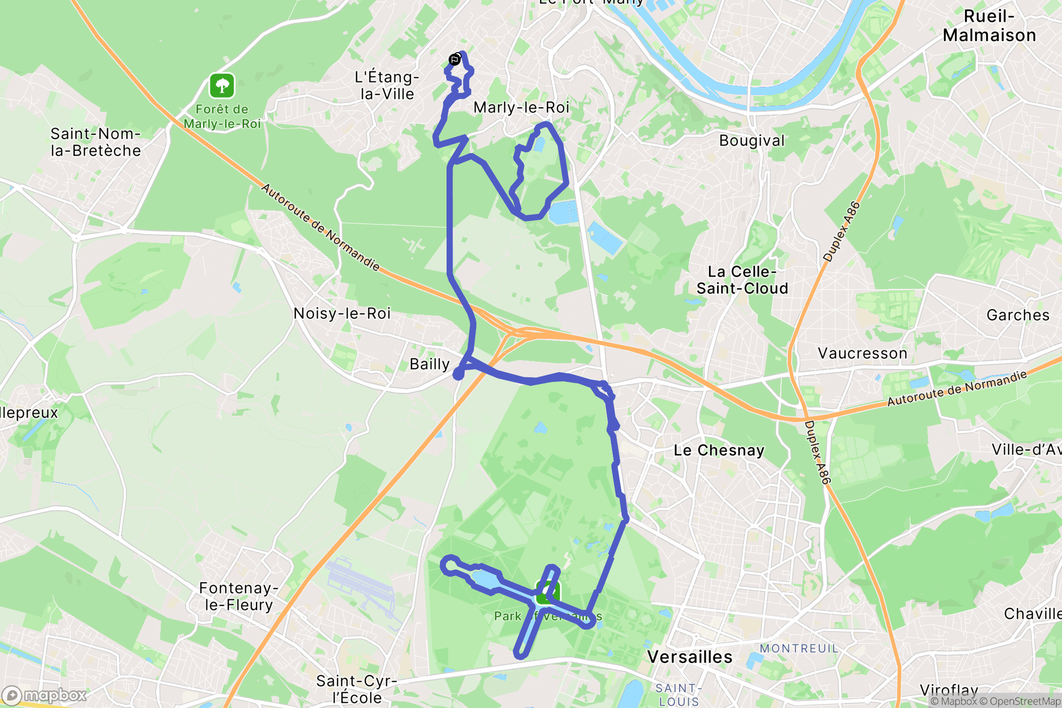 Marly-le-Roi : carte du parcours de randonnée - France