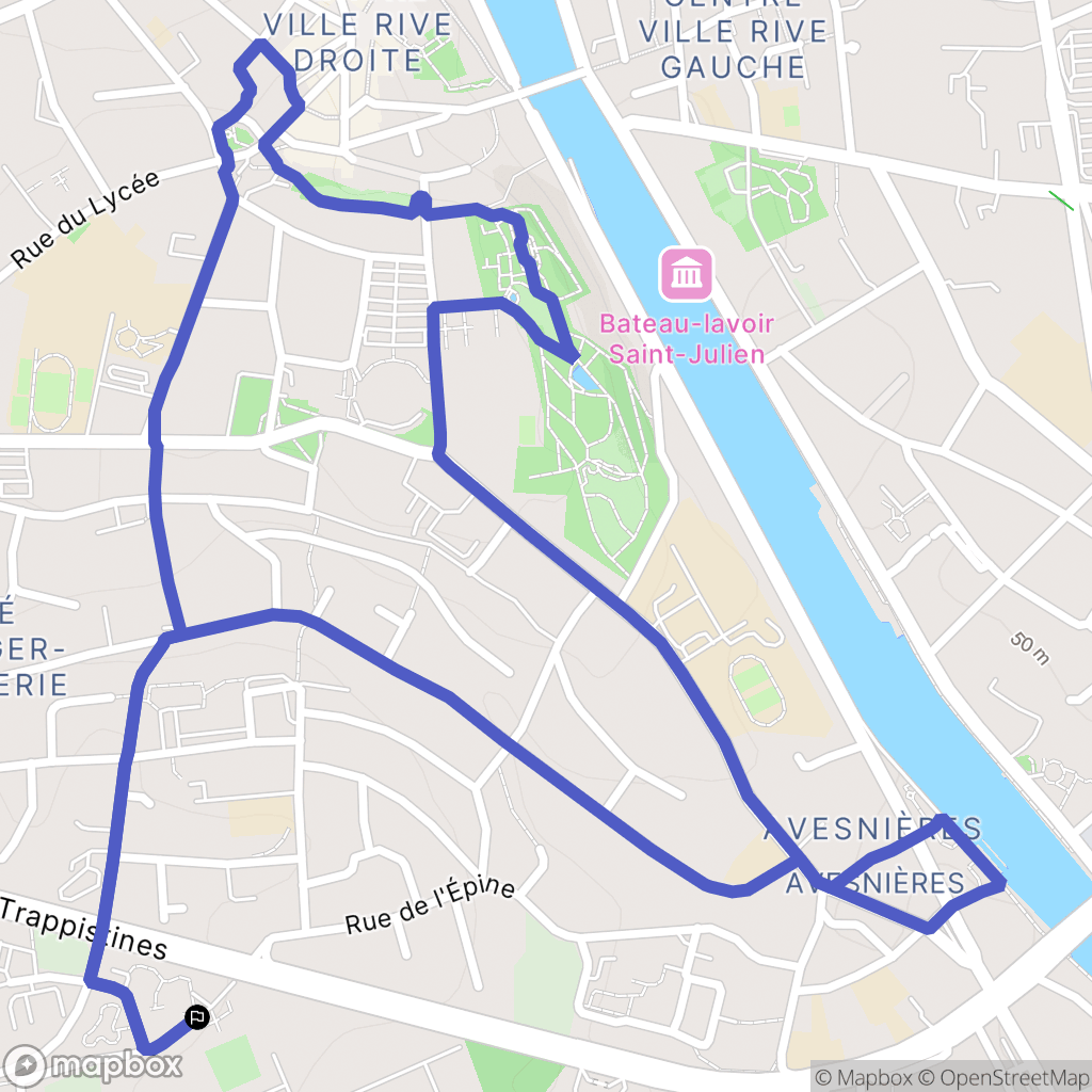 Laval : carte du parcours de randonnée - France