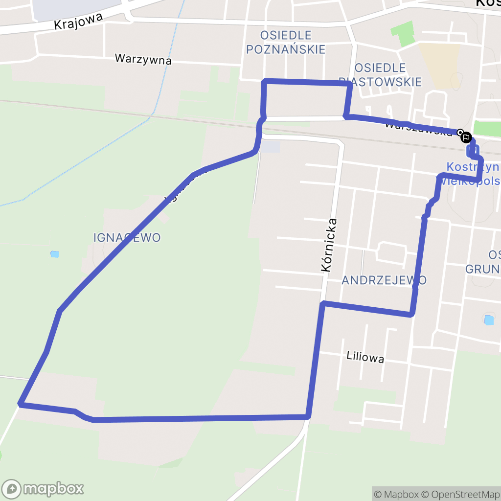 Kostrzyn: mapa trasy - Poland