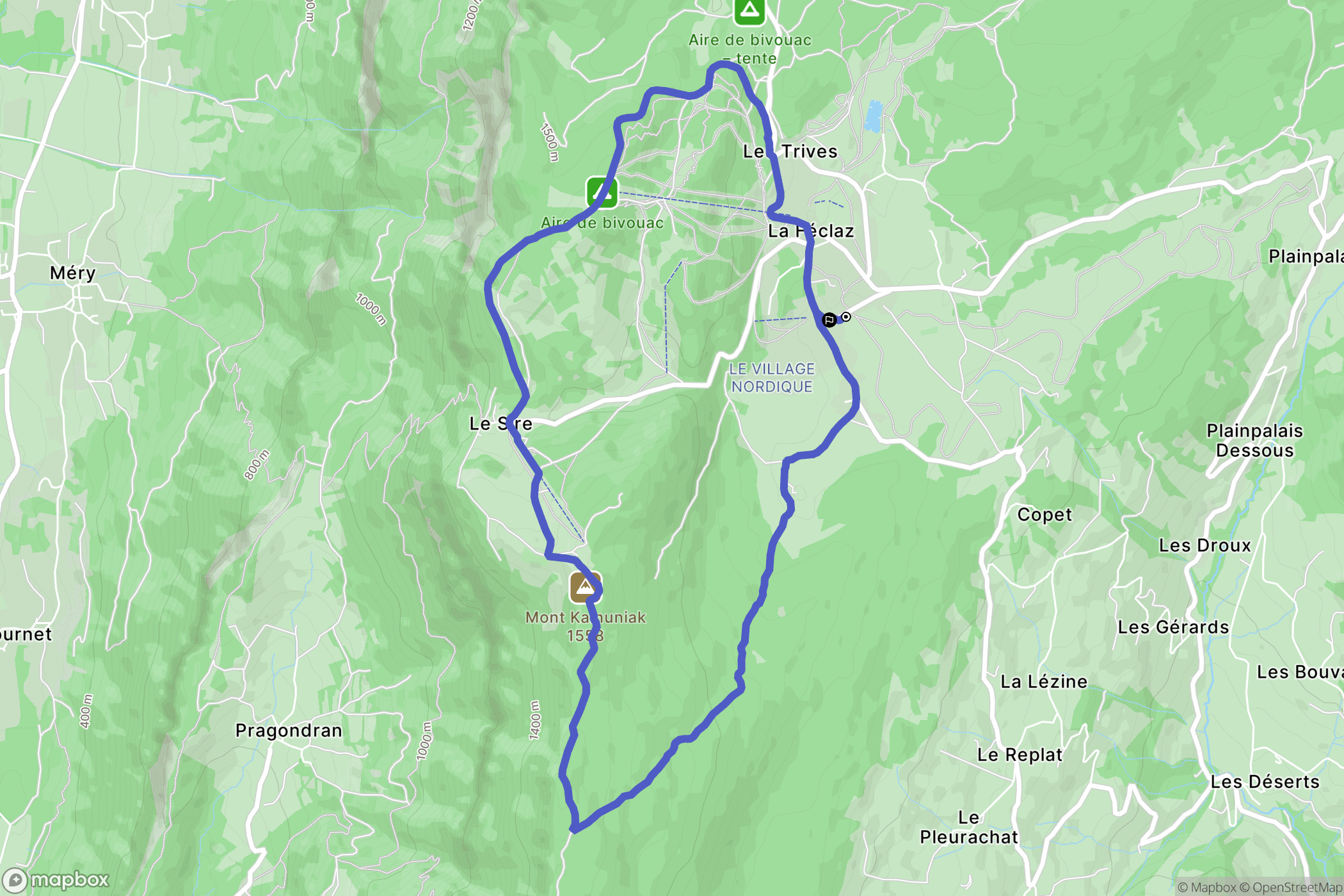 Les Déserts : carte du parcours de randonnée - France