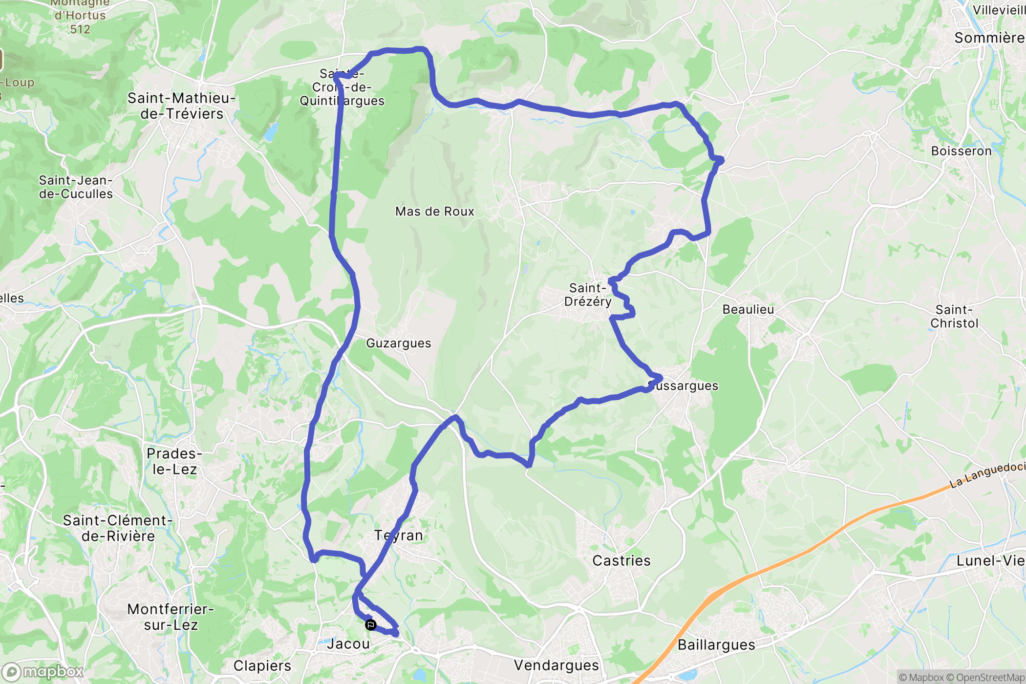 Jacou : carte du parcours de randonnée - France