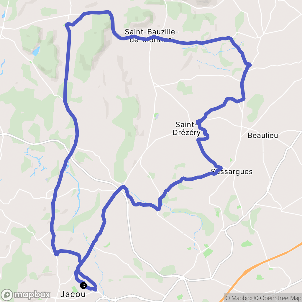 Jacou : carte du parcours de randonnée - France