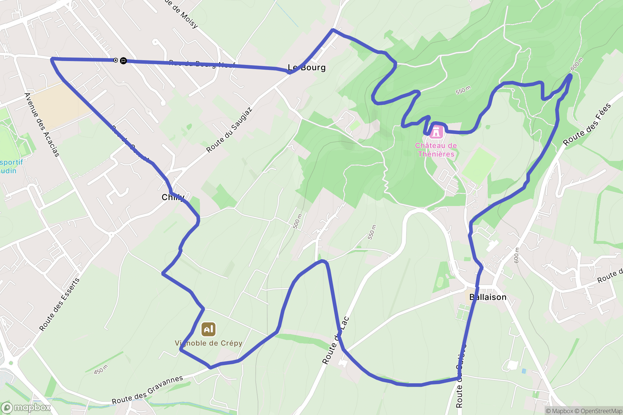 Douvaine : carte du parcours de randonnée - France