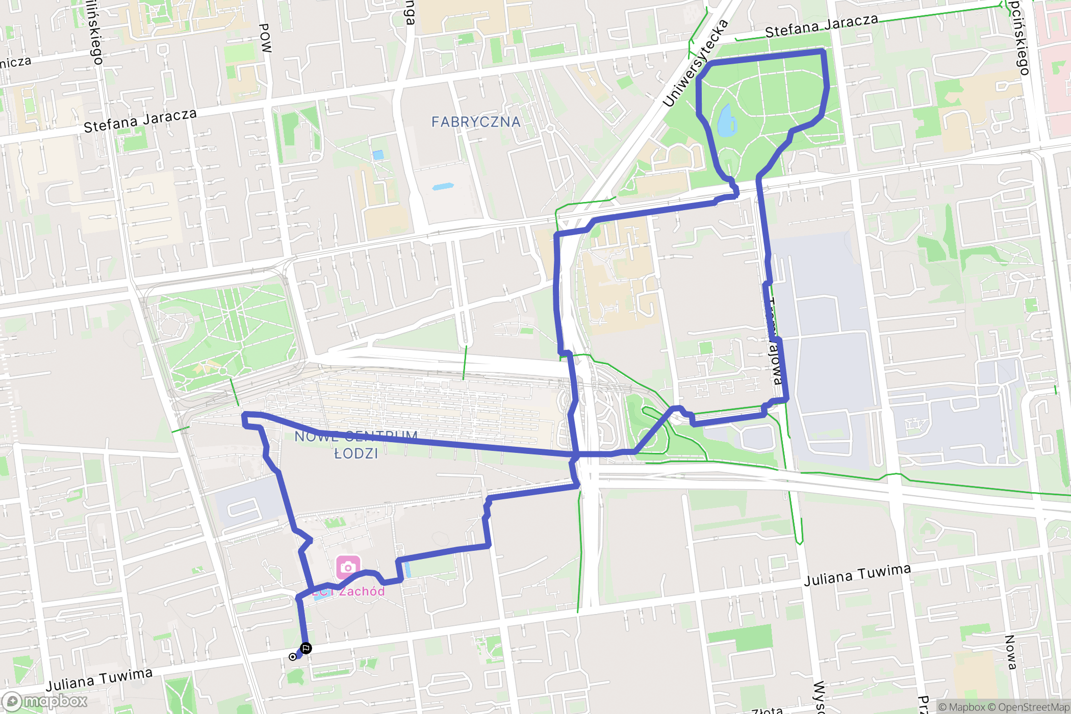 Łódź: mapa trasy - Poland