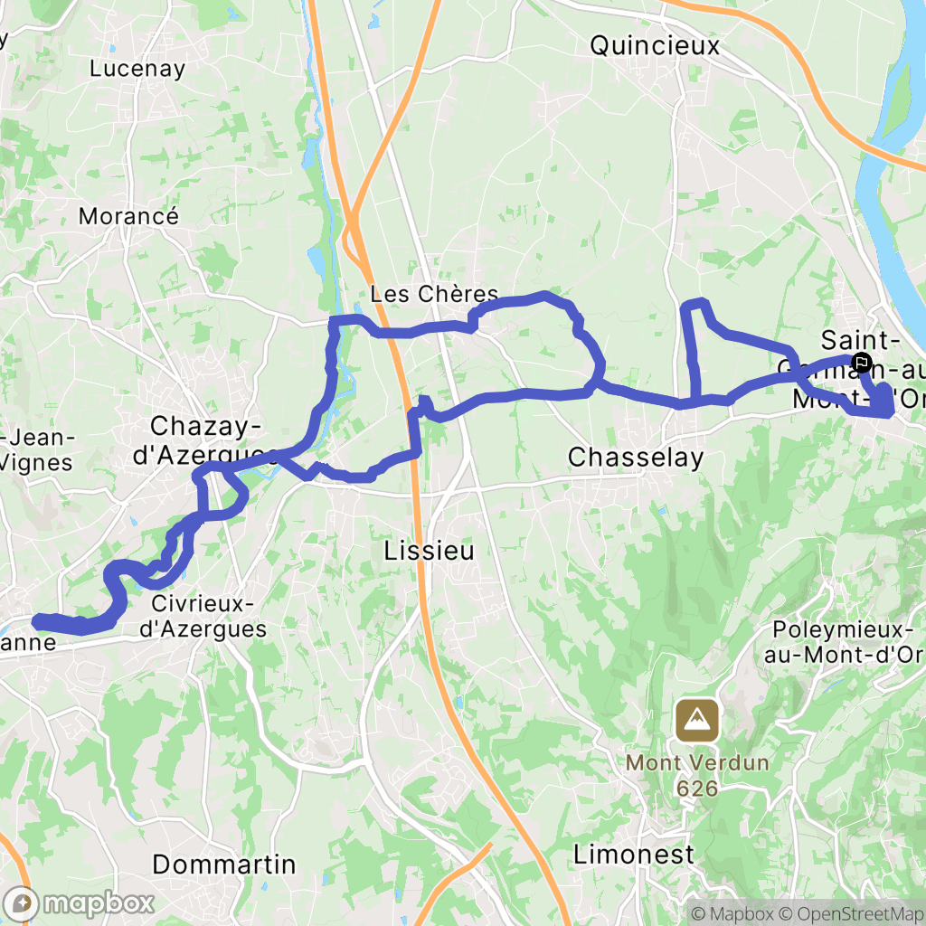 Saint-Germain-au-Mont-d'Or : carte du parcours de randonnée - France