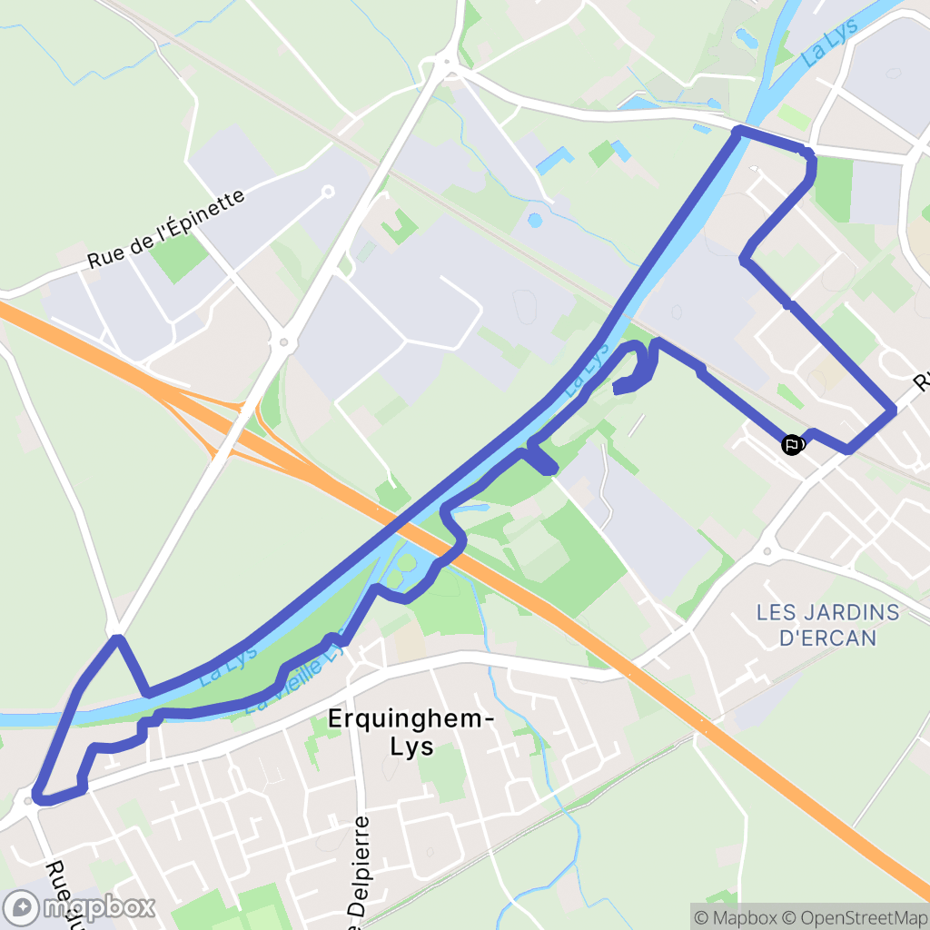 Erquinghem-Lys : carte du parcours de randonnée - France