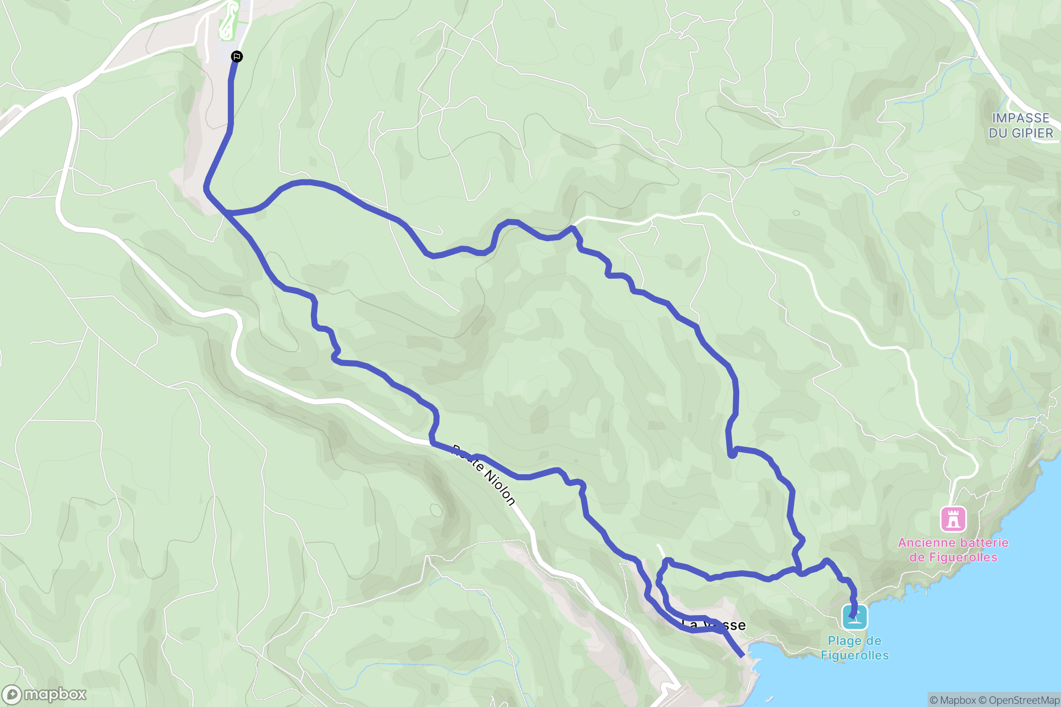 Le Rove : carte du parcours de randonnée - France