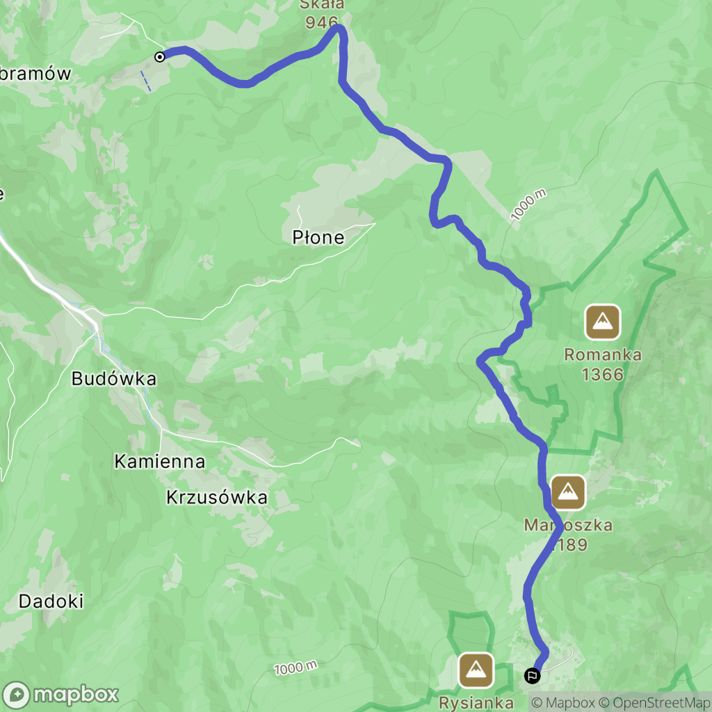 Żabnica: mapa trasy - Poland