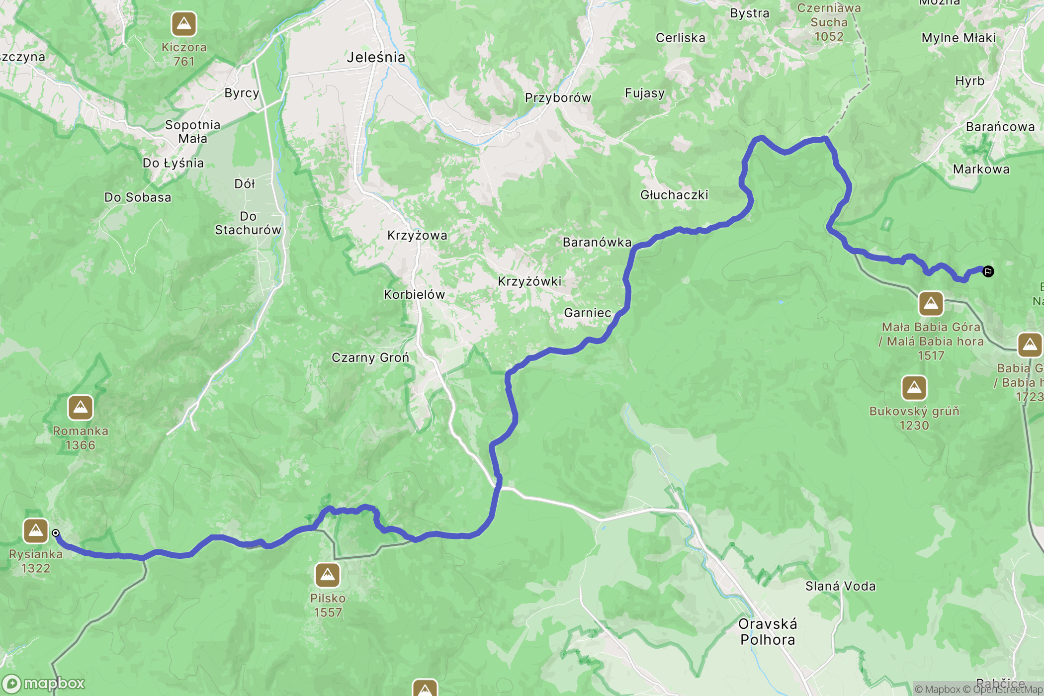Sopotnia Wielka: mapa trasy - Poland