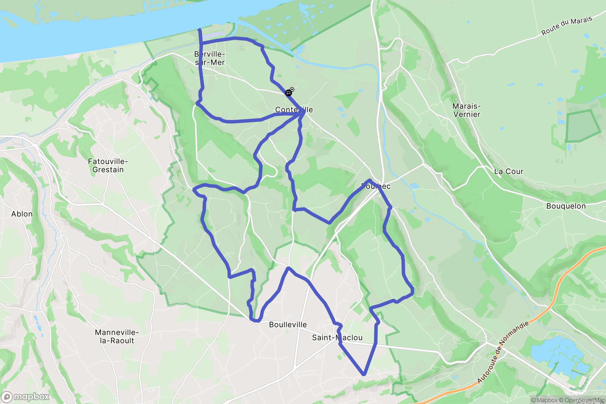 Conteville : carte du parcours de randonnée - France