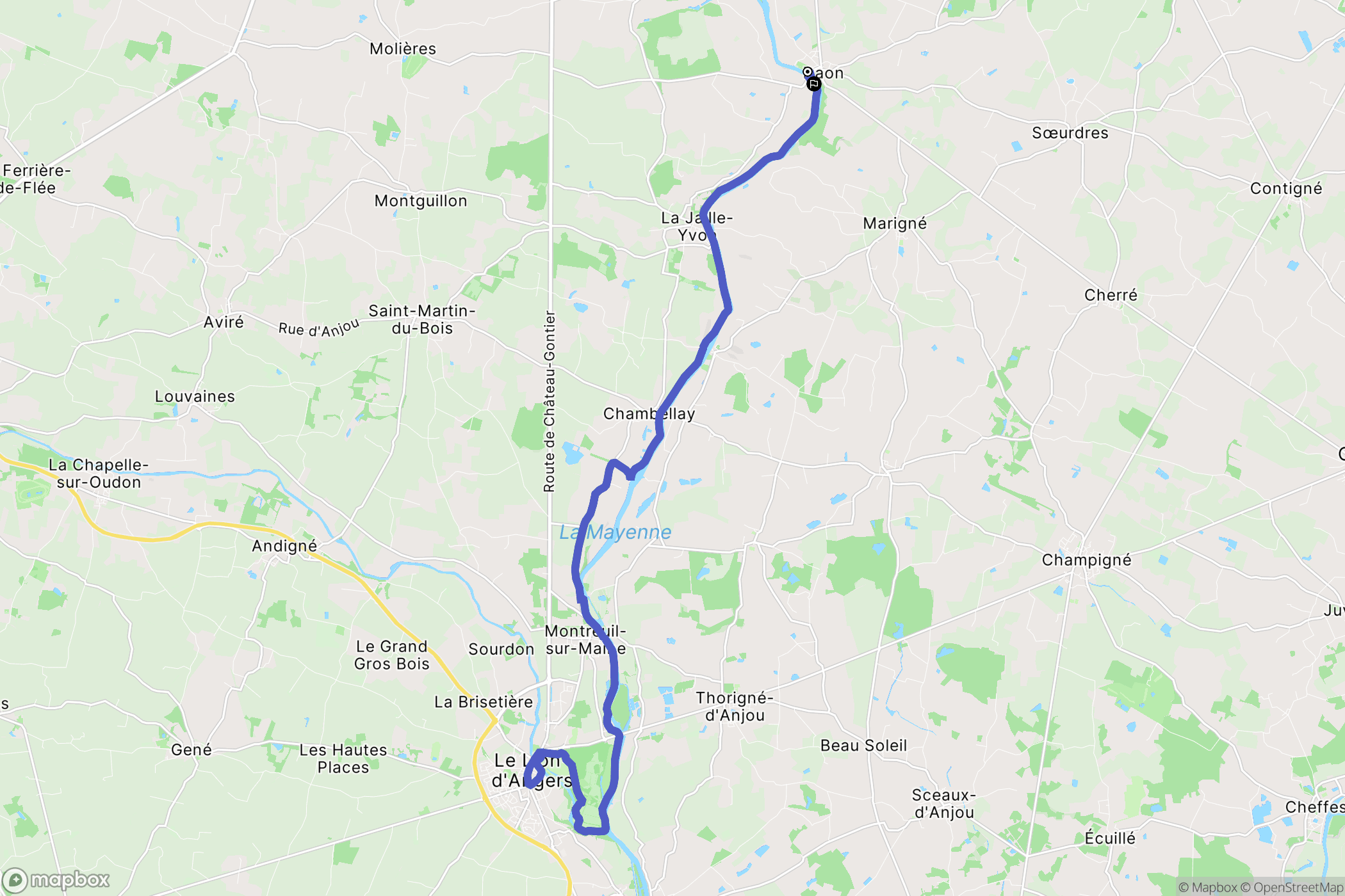 Daon : carte du parcours de randonnée - France