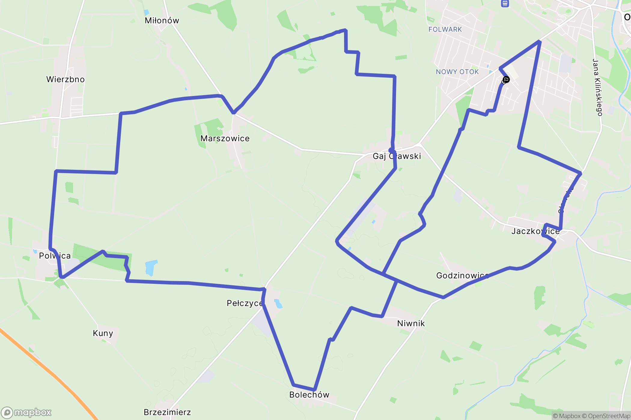 Oława: mapa trasy - Poland