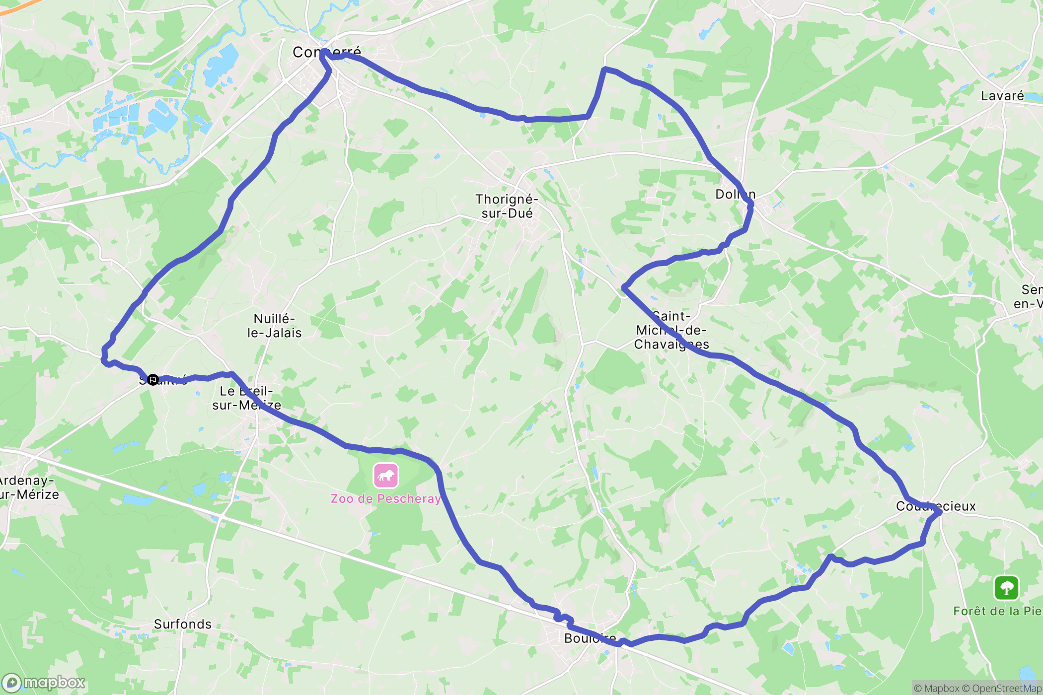 Soulitré : carte du parcours de randonnée - France