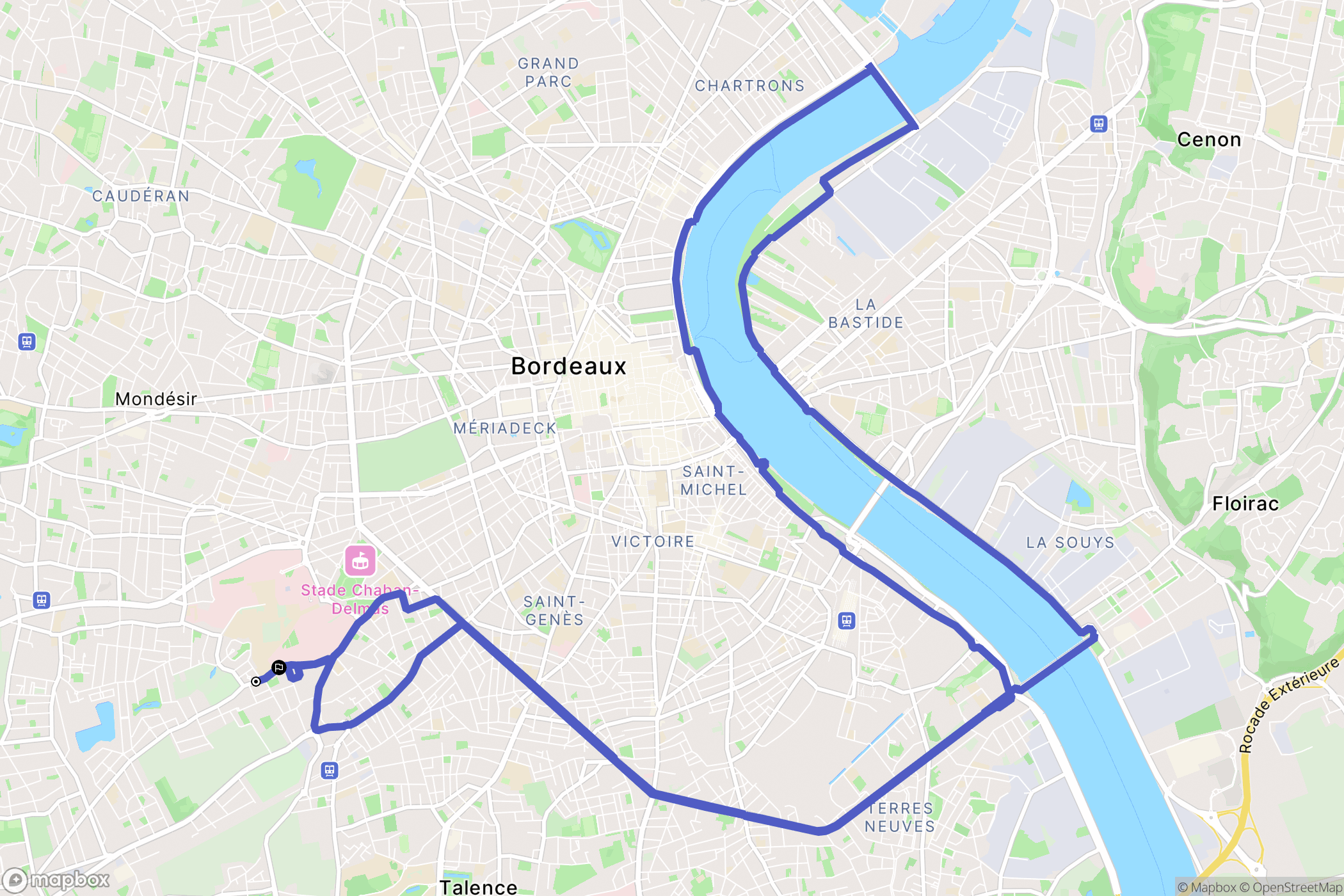Bordeaux : carte du parcours de randonnée - France