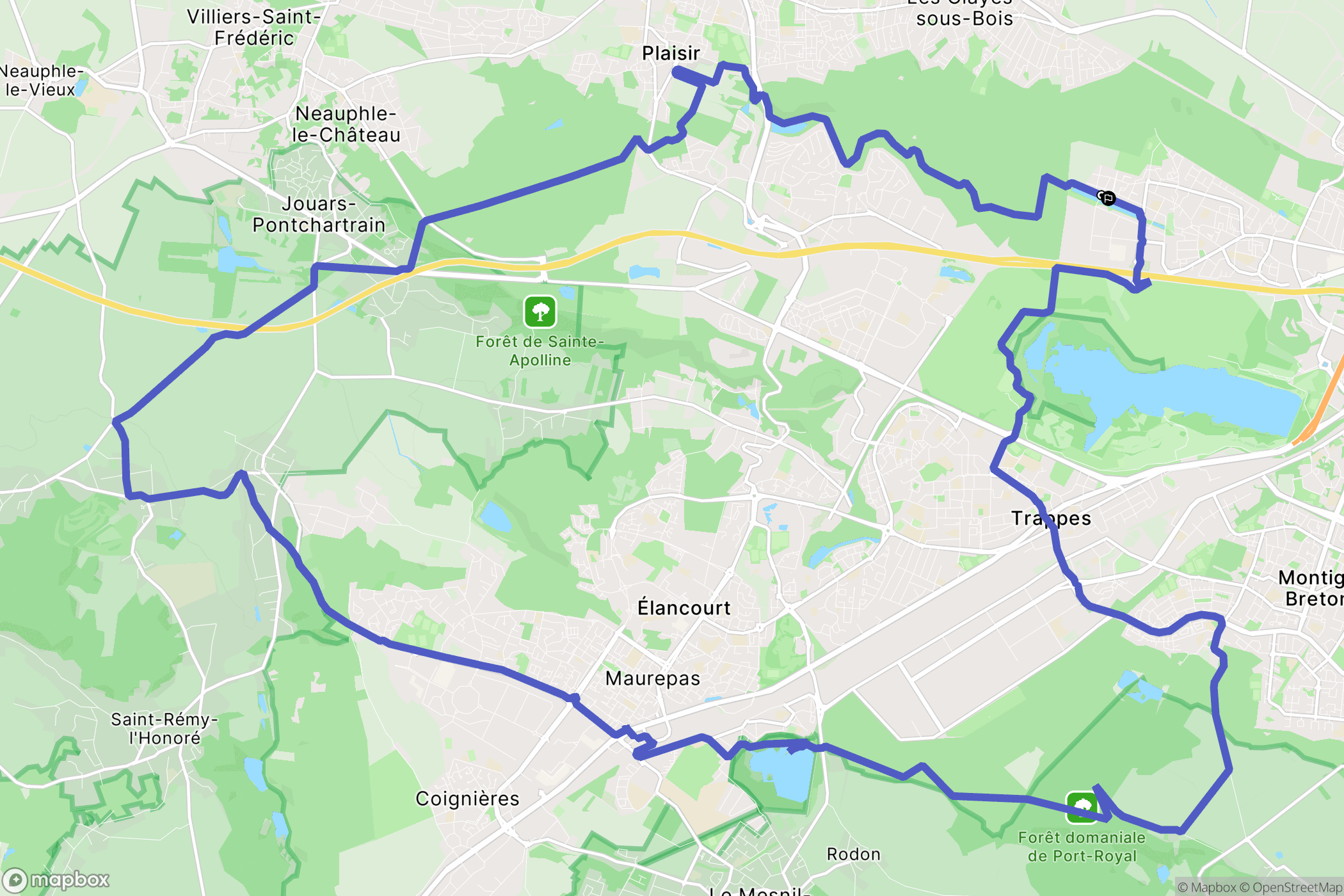 Bois-d'Arcy : carte du parcours de randonnée - France