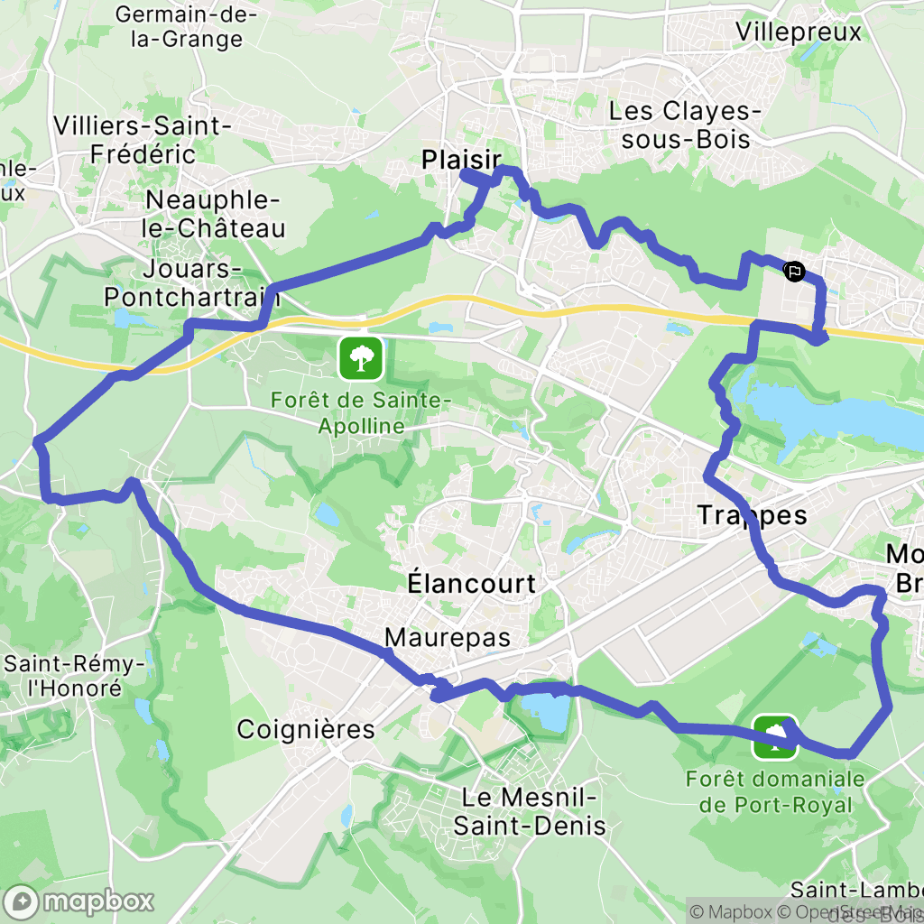Bois-d'Arcy : carte du parcours de randonnée - France
