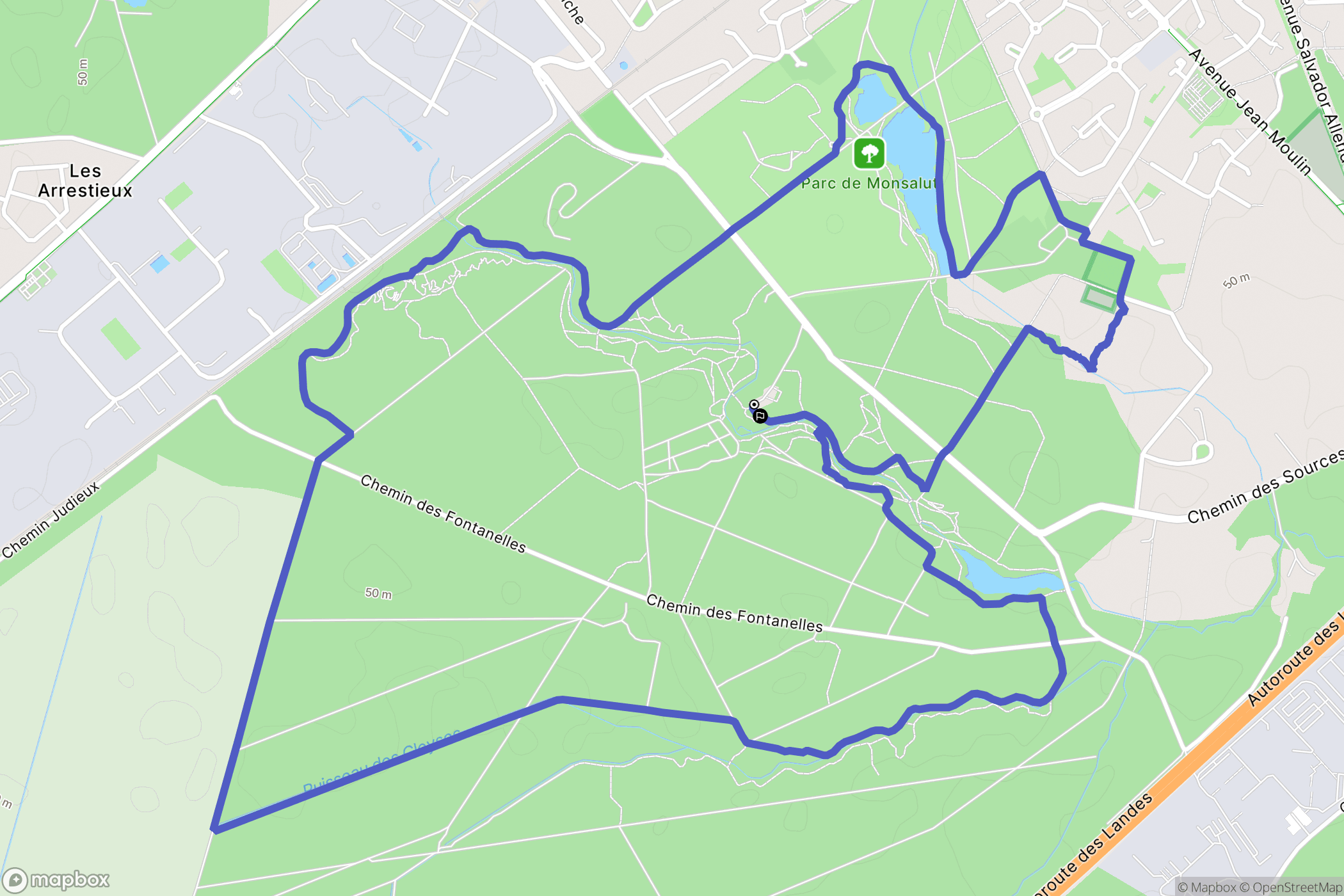 Cestas : carte du parcours de randonnée - France
