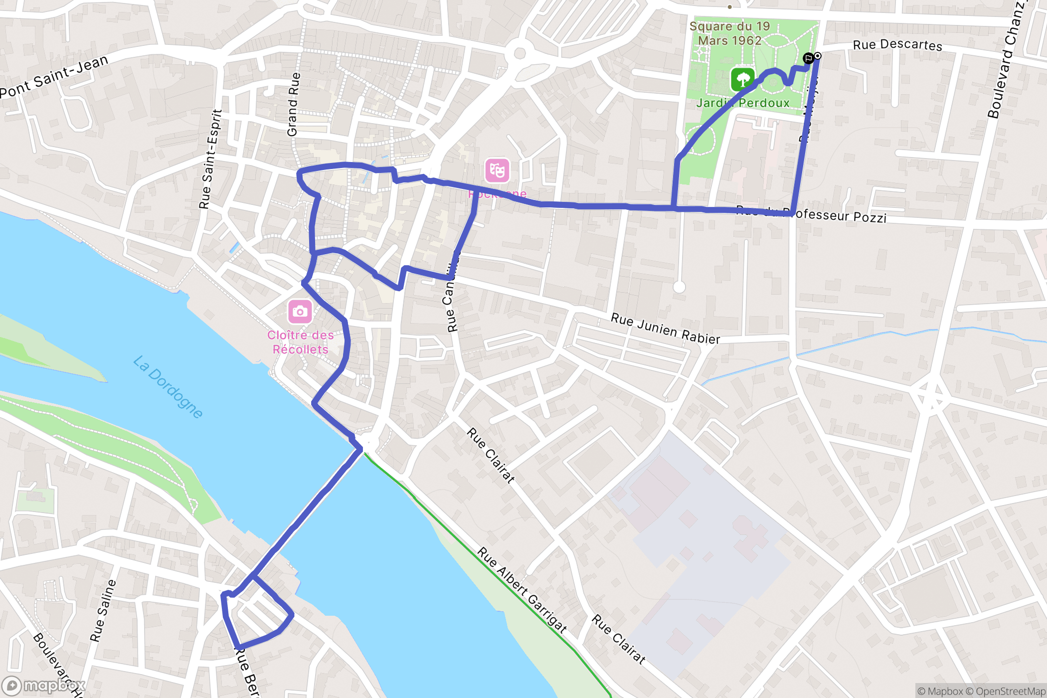 Bergerac : carte du parcours de randonnée - France
