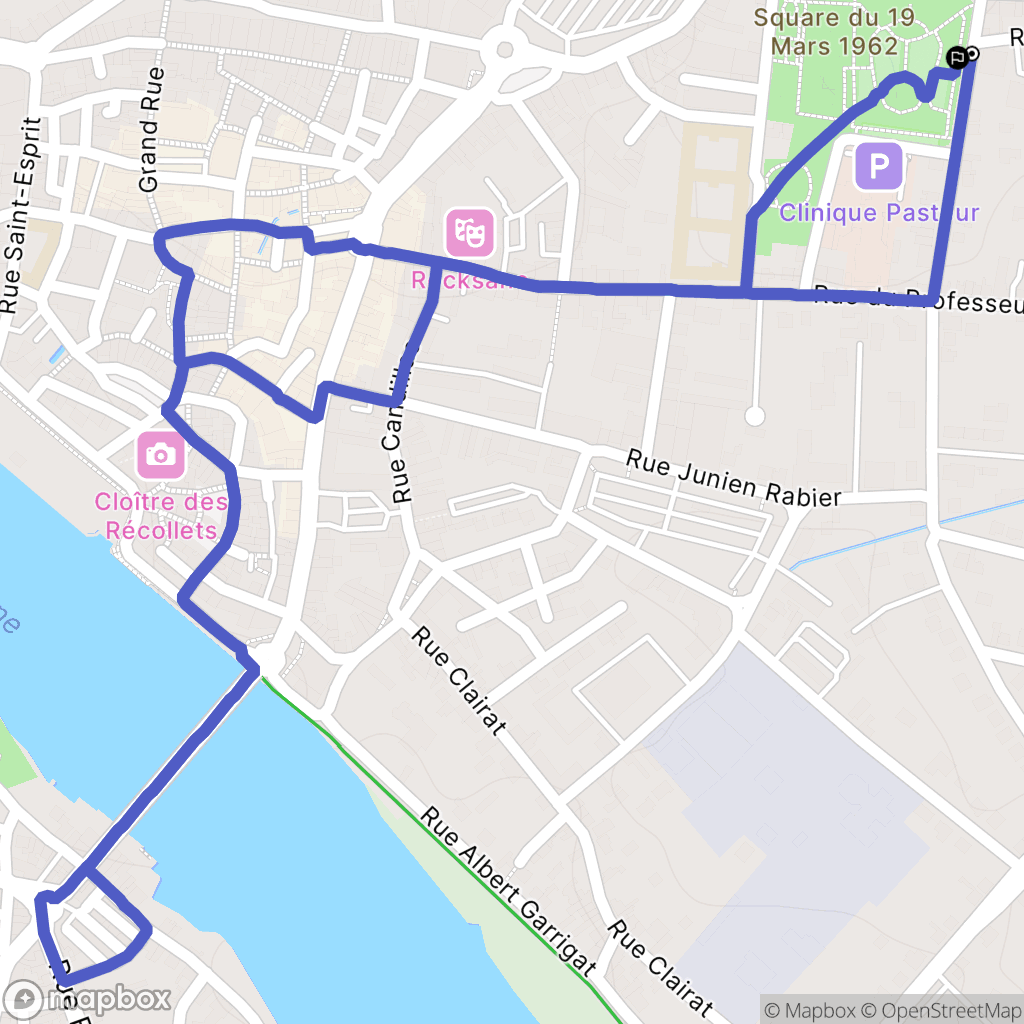 Bergerac : carte du parcours de randonnée - France