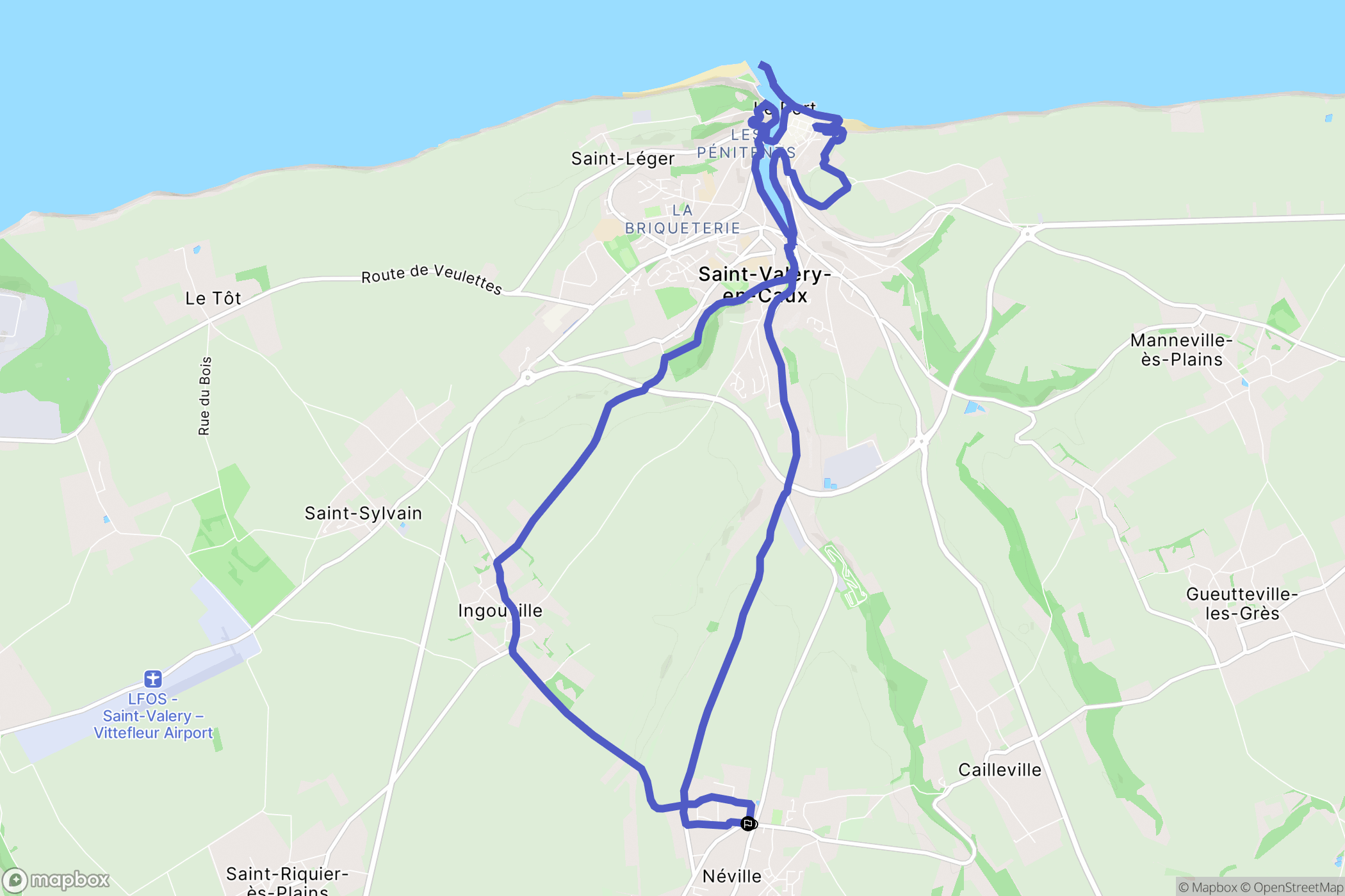 Néville : carte du parcours de randonnée - France
