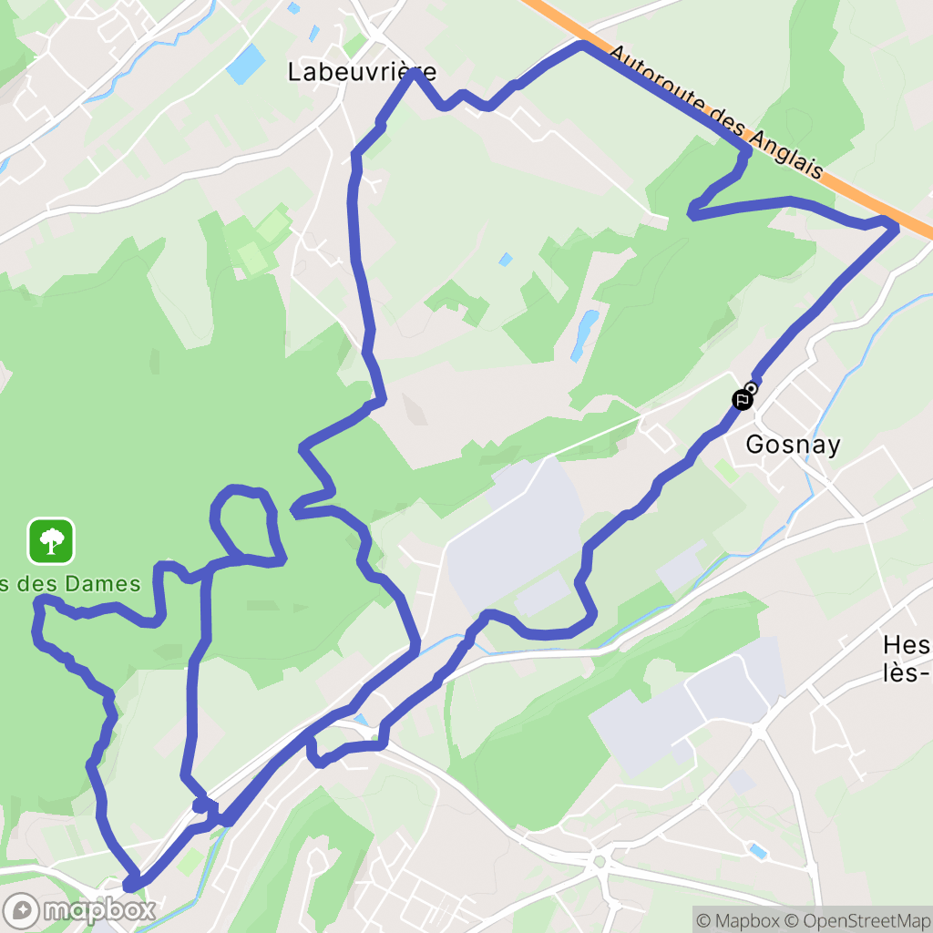 Gosnay : carte du parcours de randonnée - France
