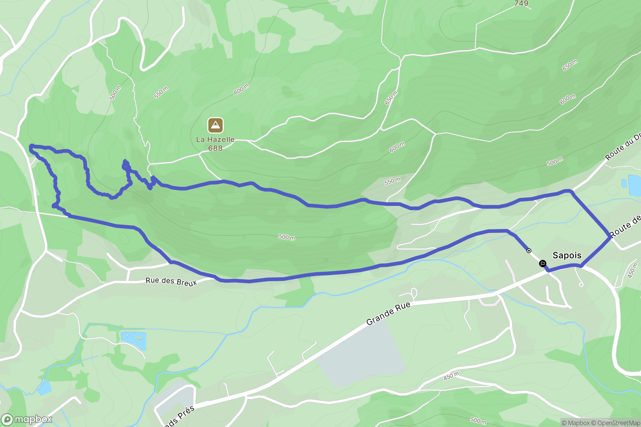Sapois : carte du parcours de randonnée - France