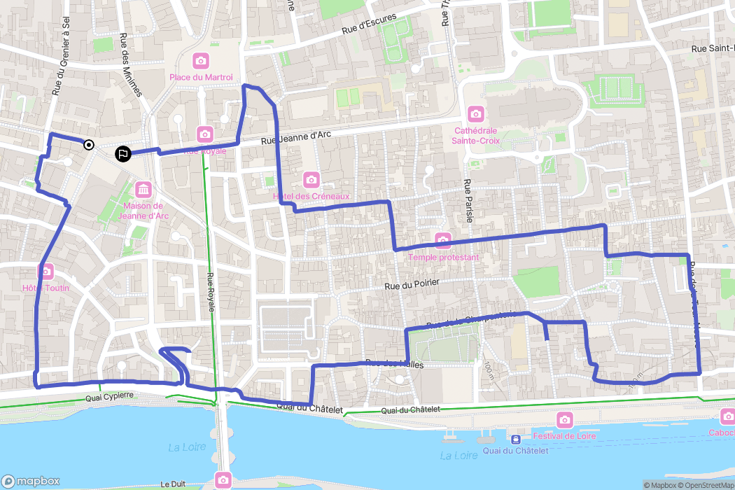 Orléans : carte du parcours de randonnée - France