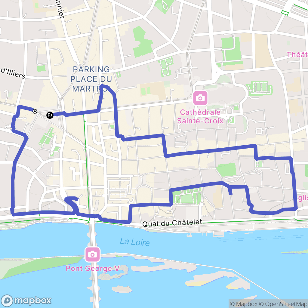 Orléans : carte du parcours de randonnée - France