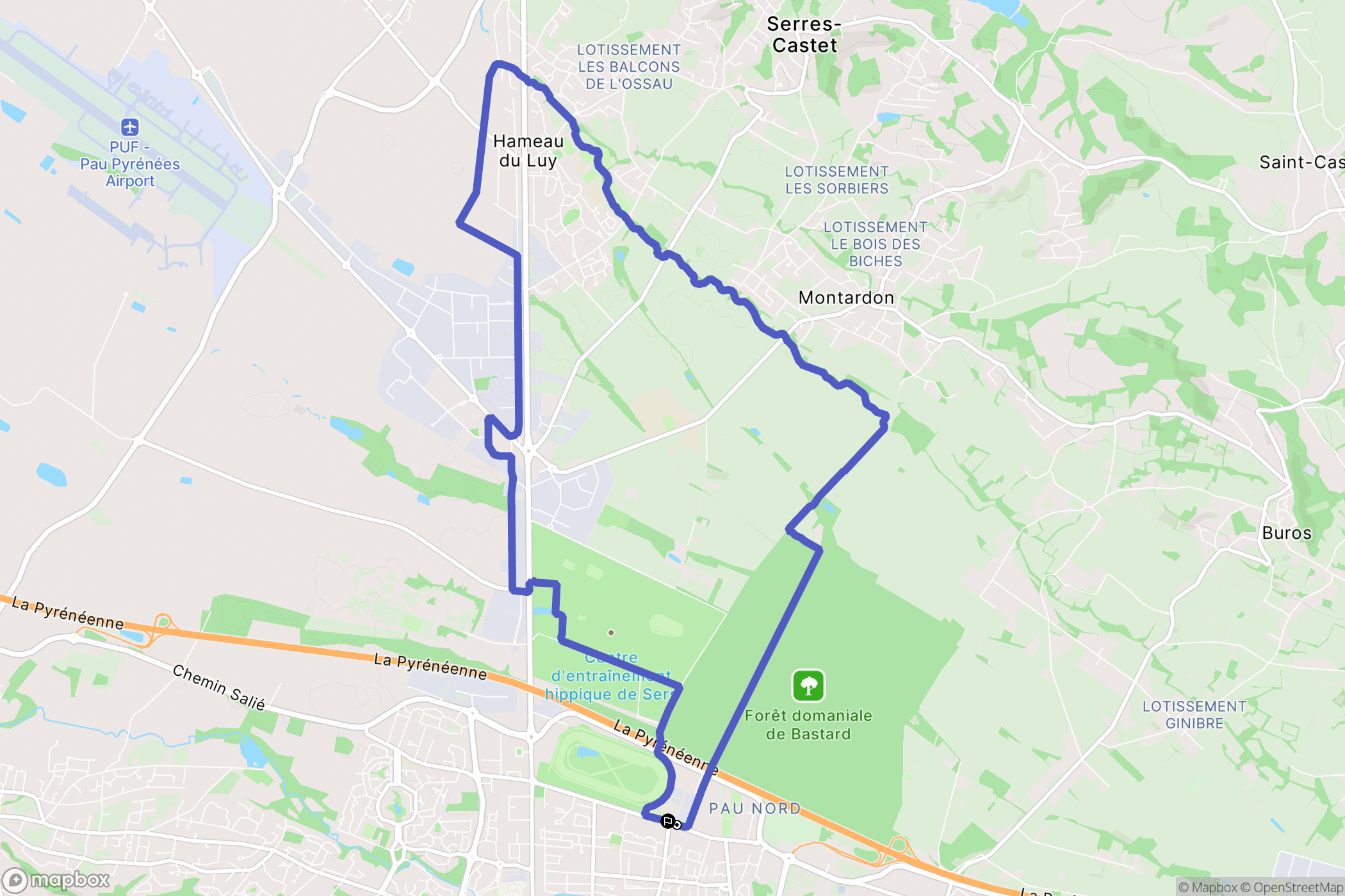 Pau : carte du parcours de randonnée - France