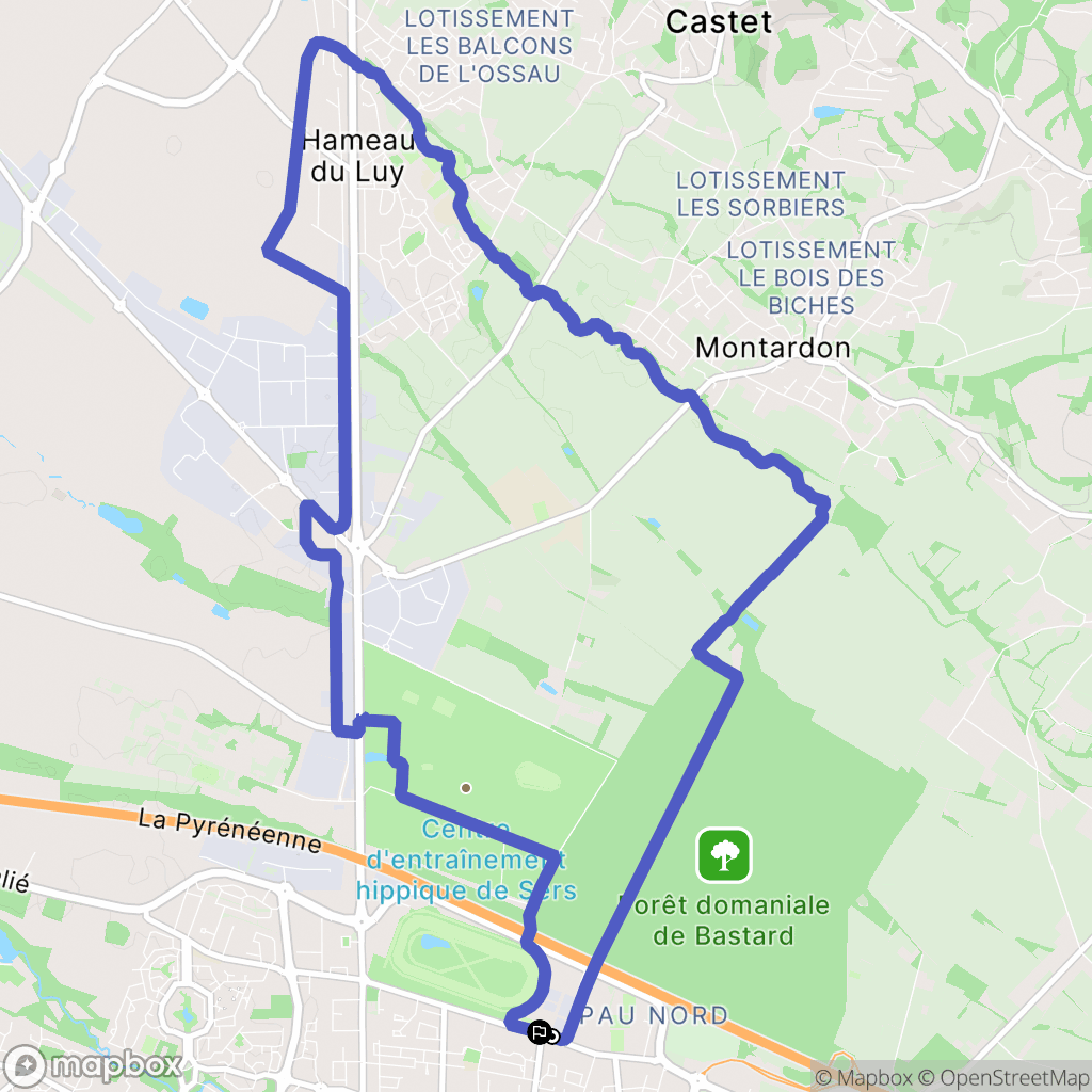 Pau : carte du parcours de randonnée - France