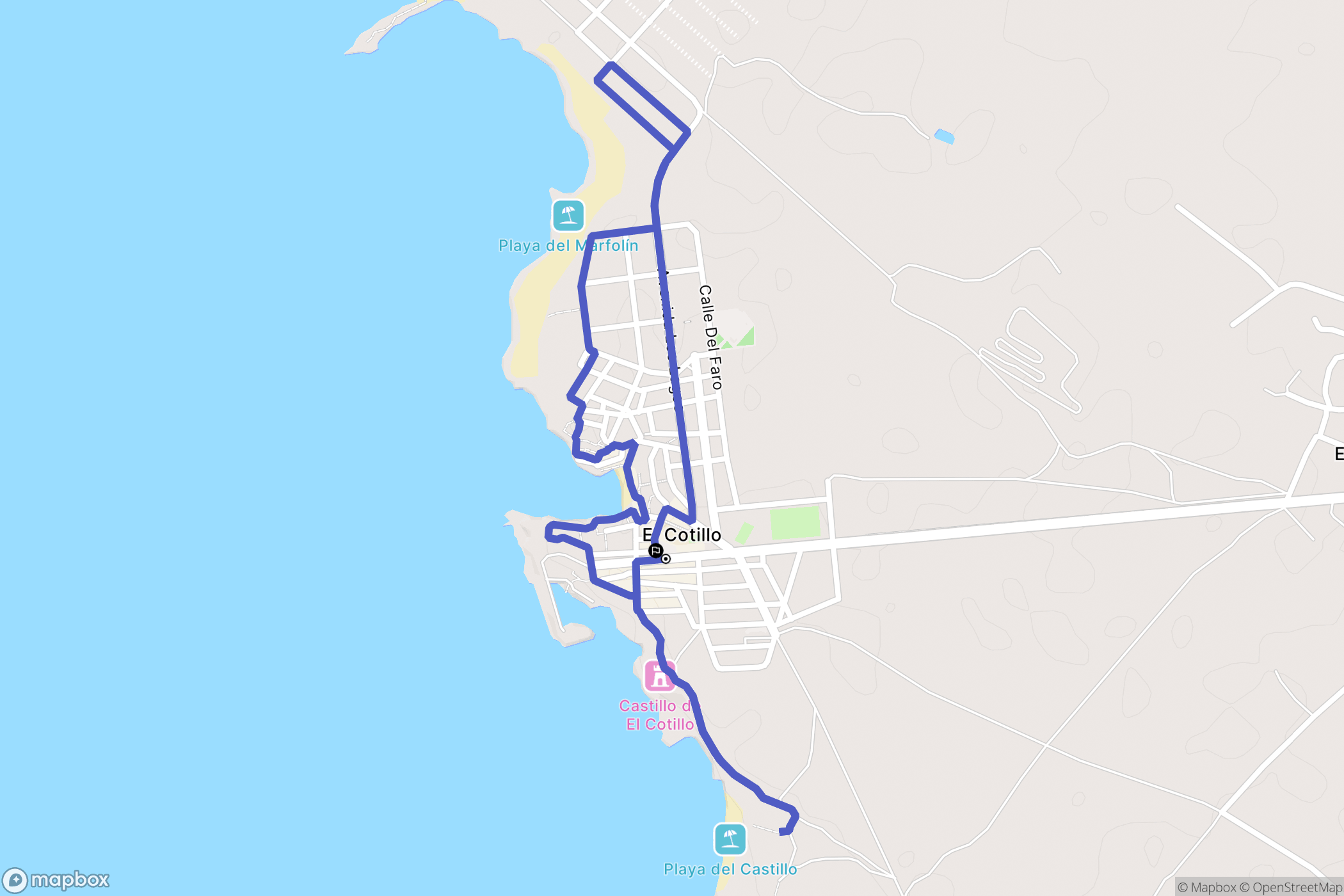 El Cotillo : carte du parcours de randonnée - Spain