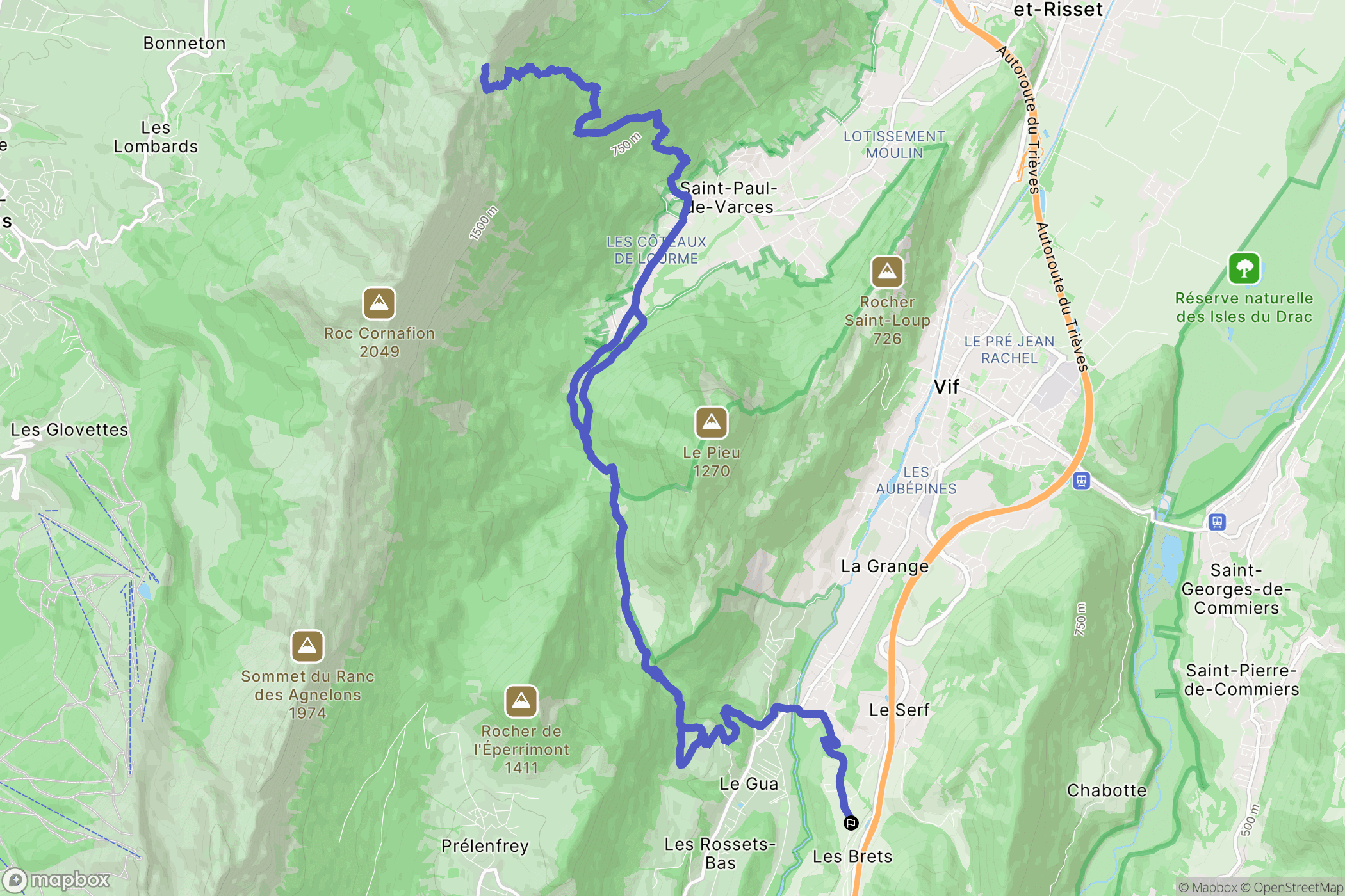 Vif : carte du parcours de randonnée - France
