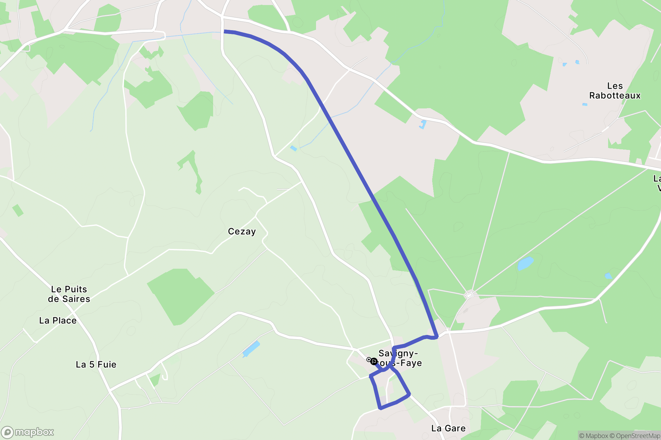 Savigny-sous-Faye : carte du parcours de randonnée - France