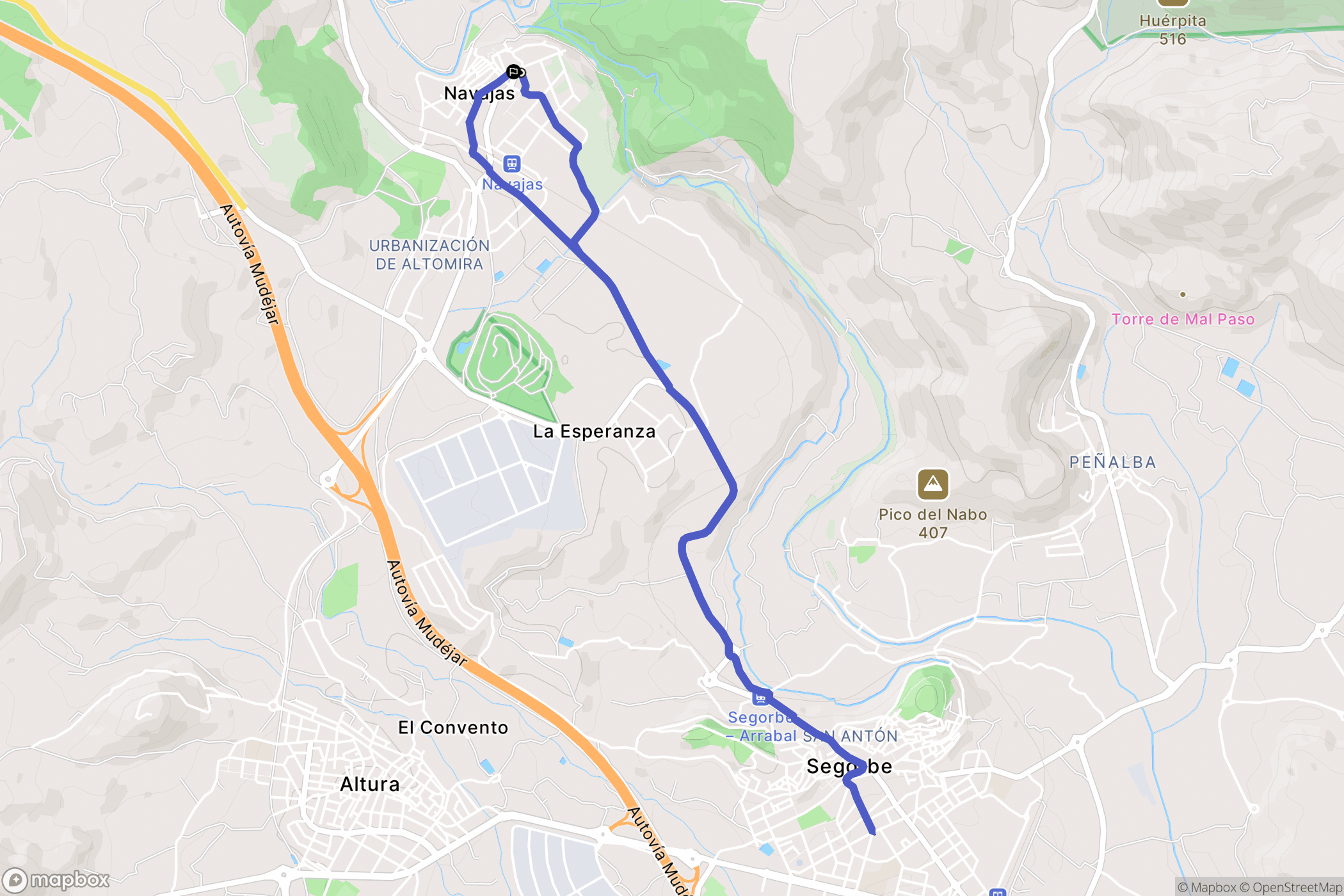 Navajas : carte du parcours de randonnée - Spain