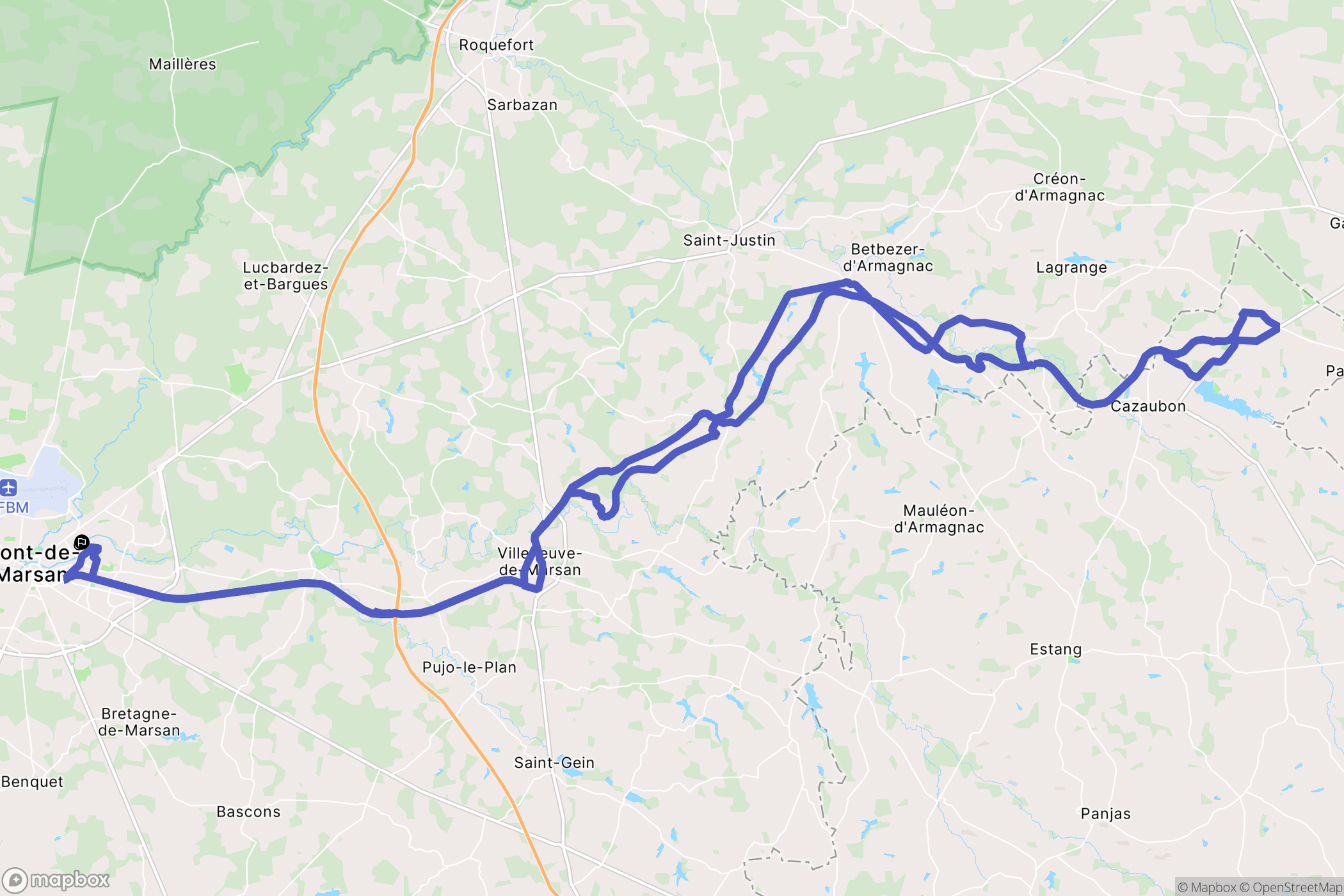 Mont-de-Marsan : carte du parcours de randonnée - France