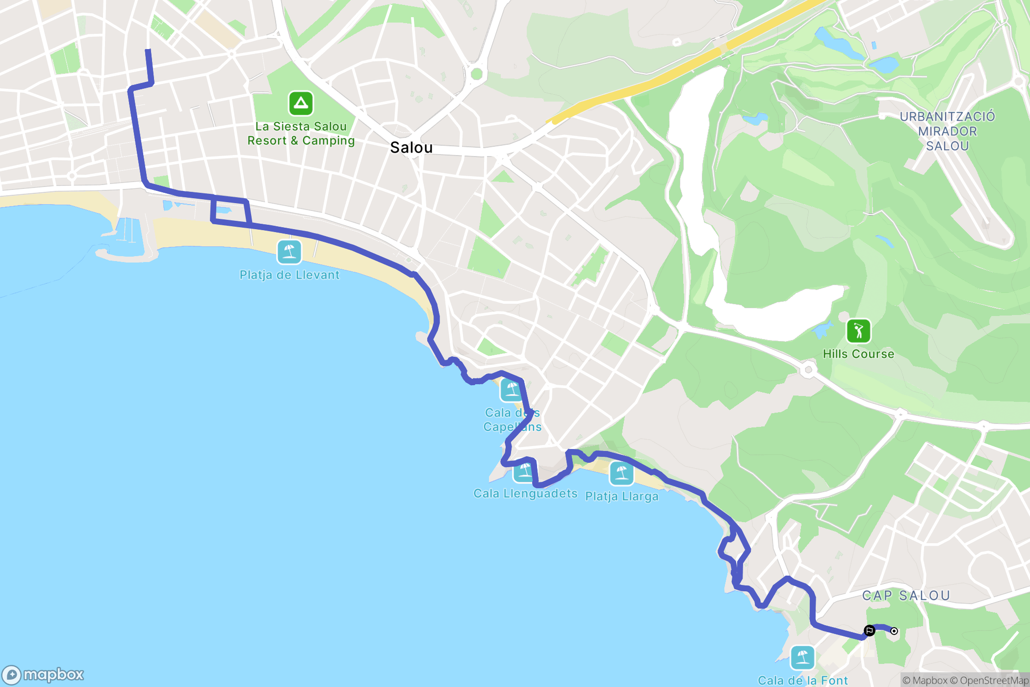 Salou : carte du parcours de randonnée - Spain