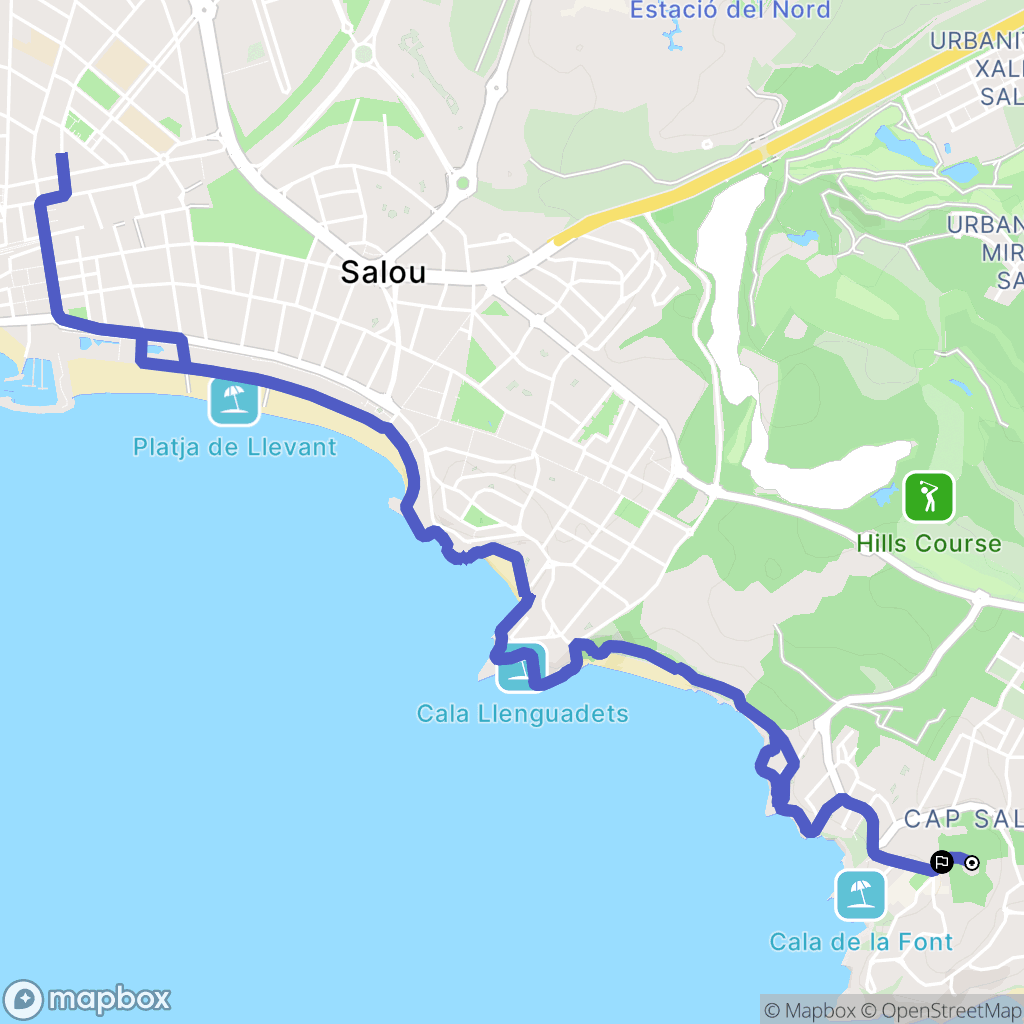 Salou : carte du parcours de randonnée - Spain