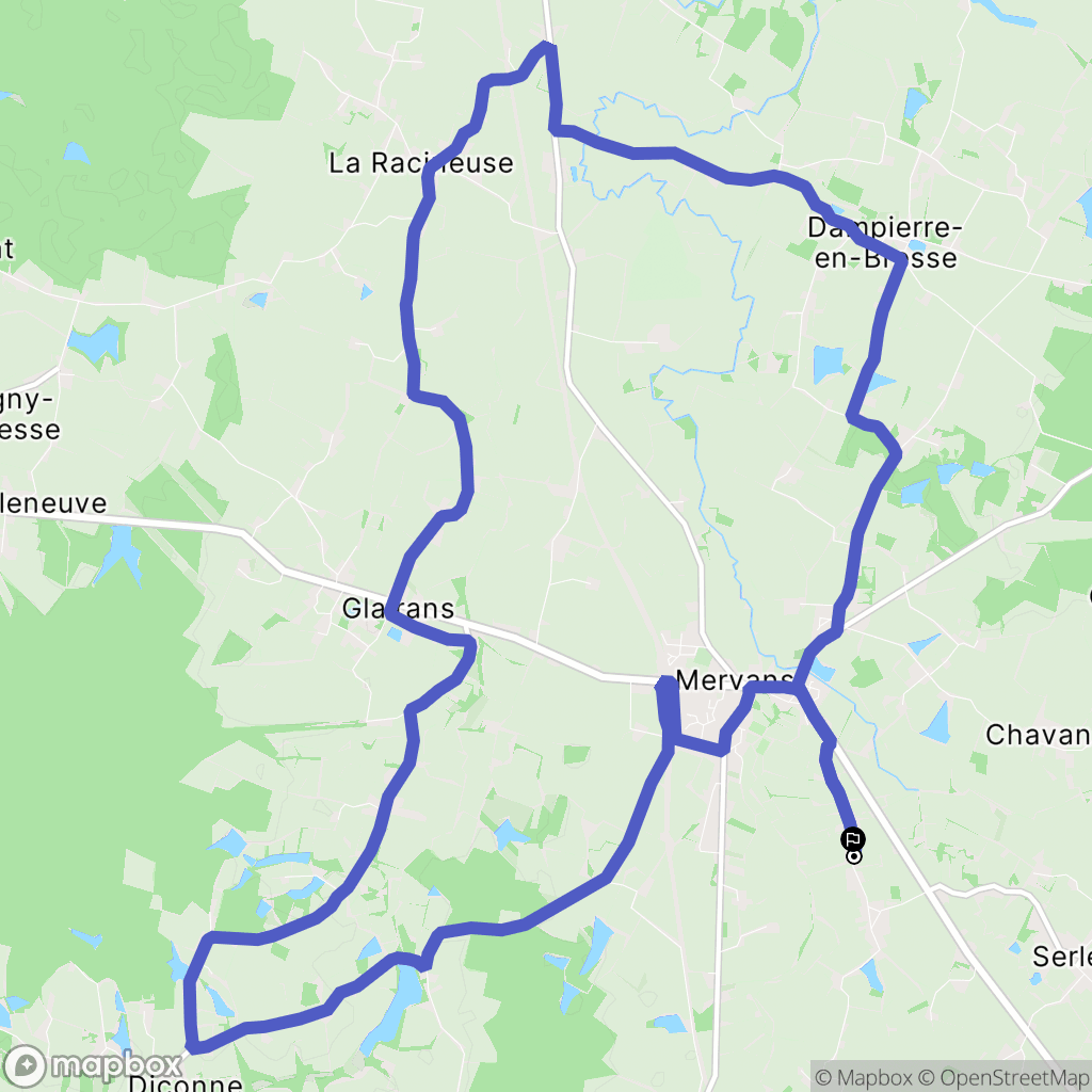 Mervans : carte du parcours de randonnée - France