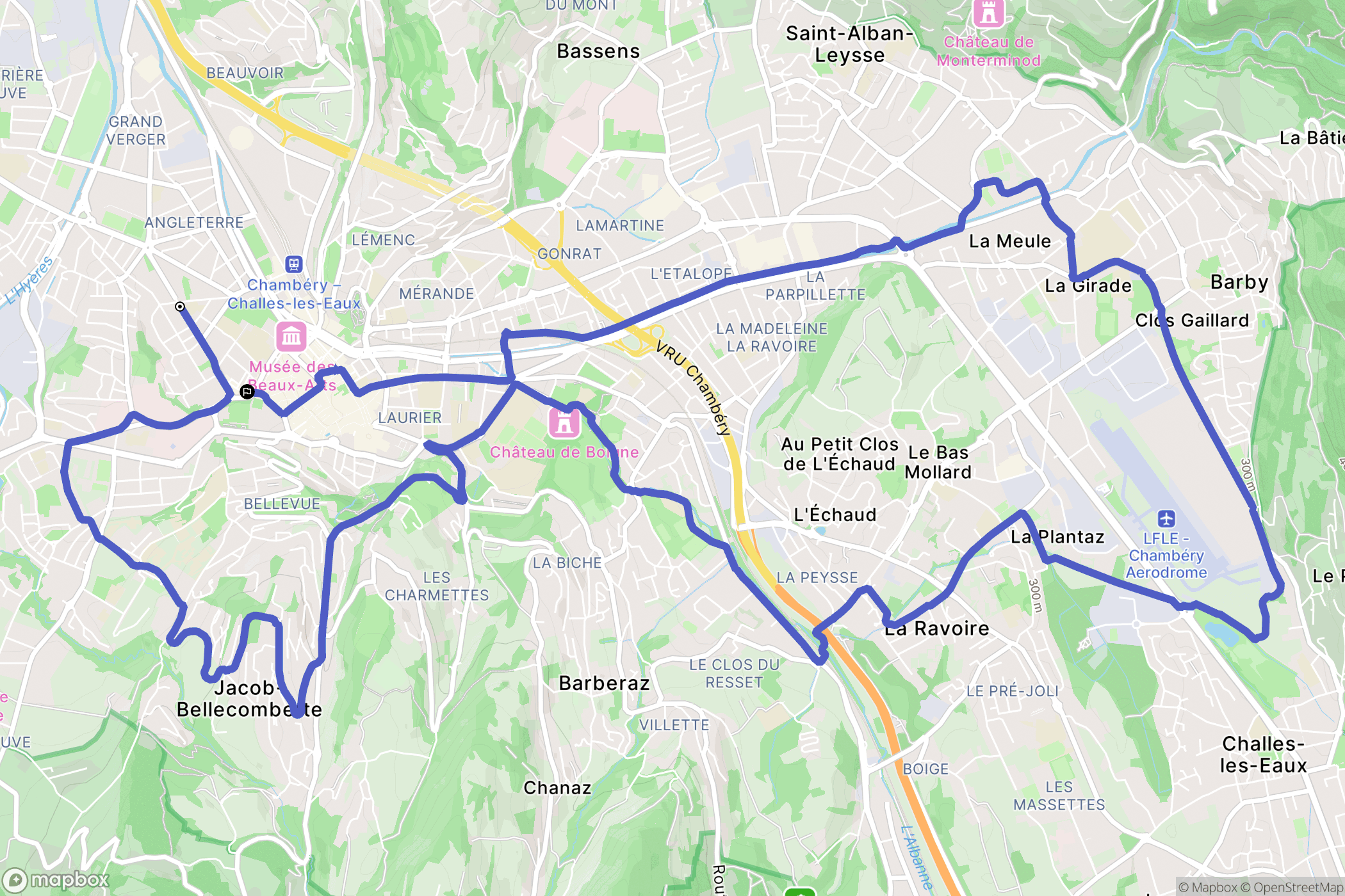 Chambéry : carte du parcours de randonnée - France