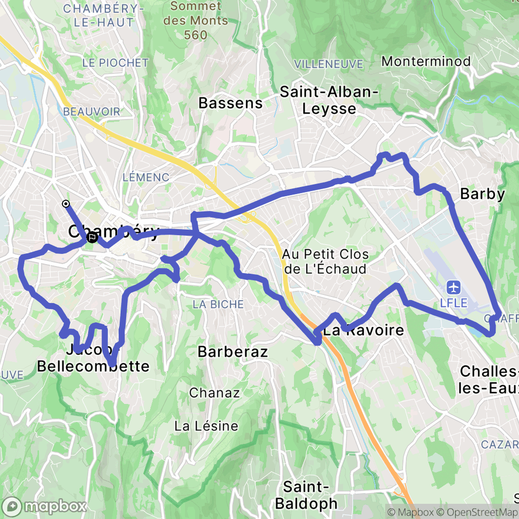 Chambéry : carte du parcours de randonnée - France