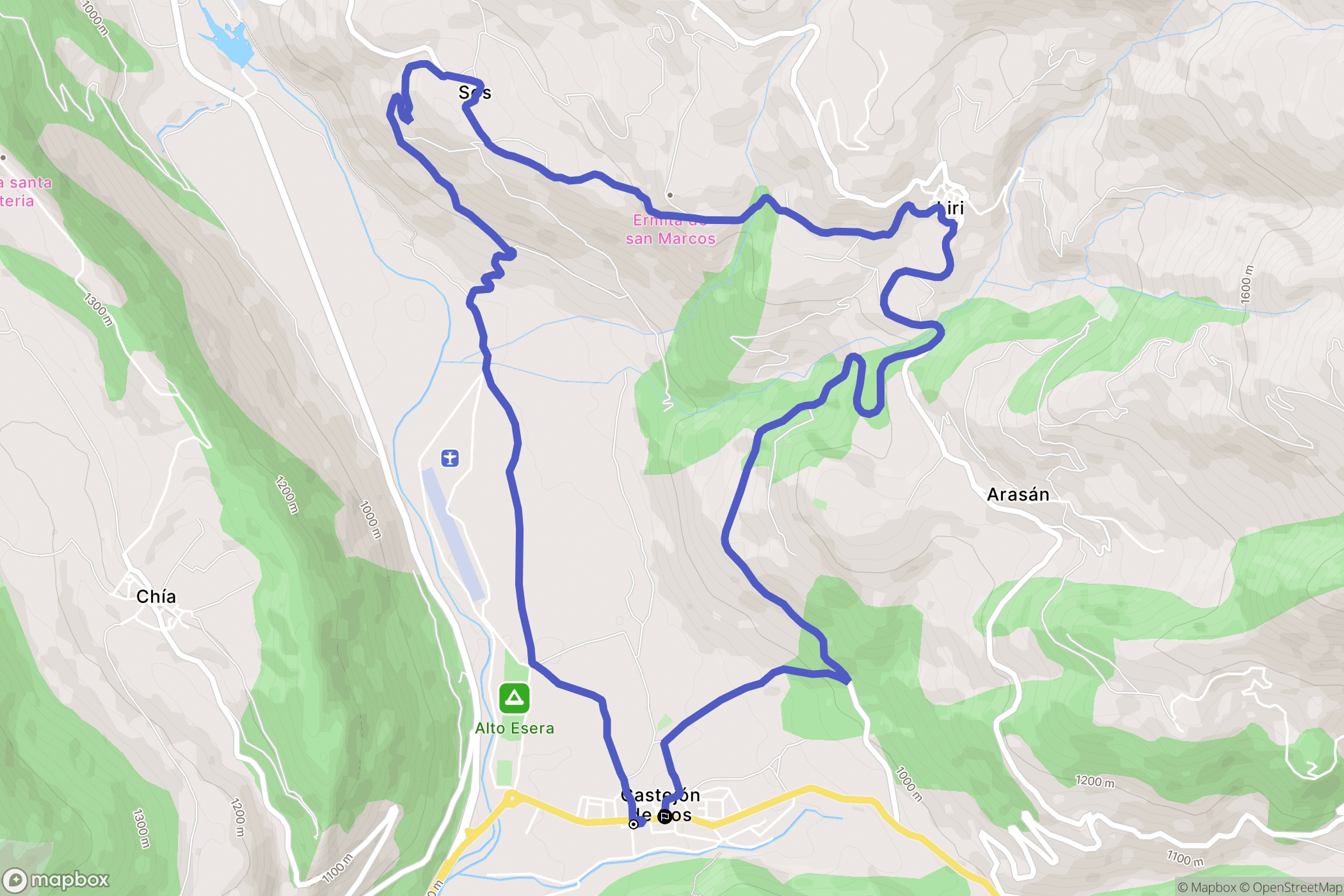 Castejón de Sos : carte du parcours de randonnée - Spain