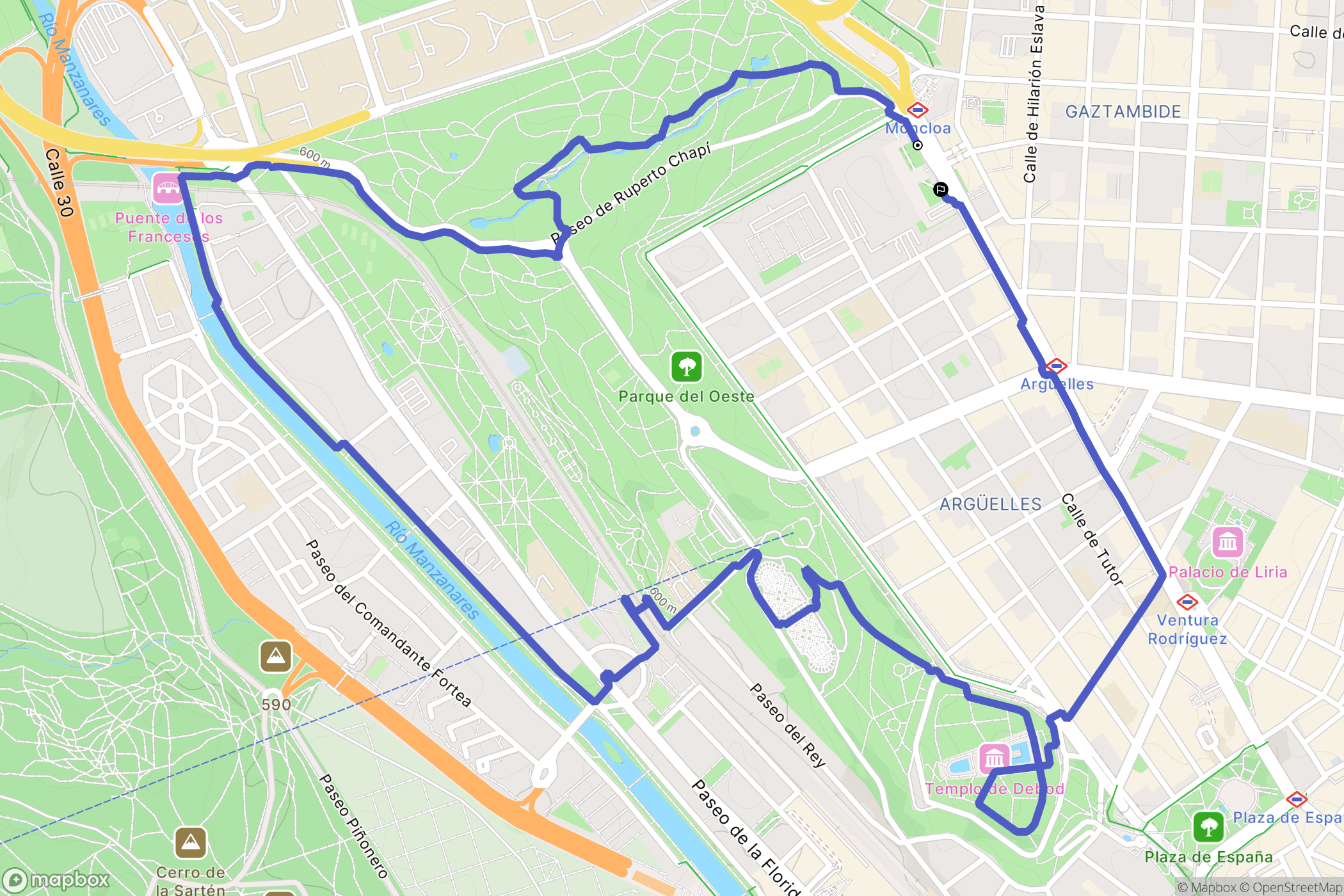 Madrid : carte du parcours de randonnée - Spain