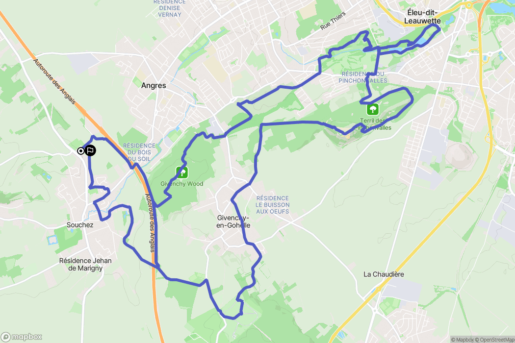 Souchez : carte du parcours de randonnée - France